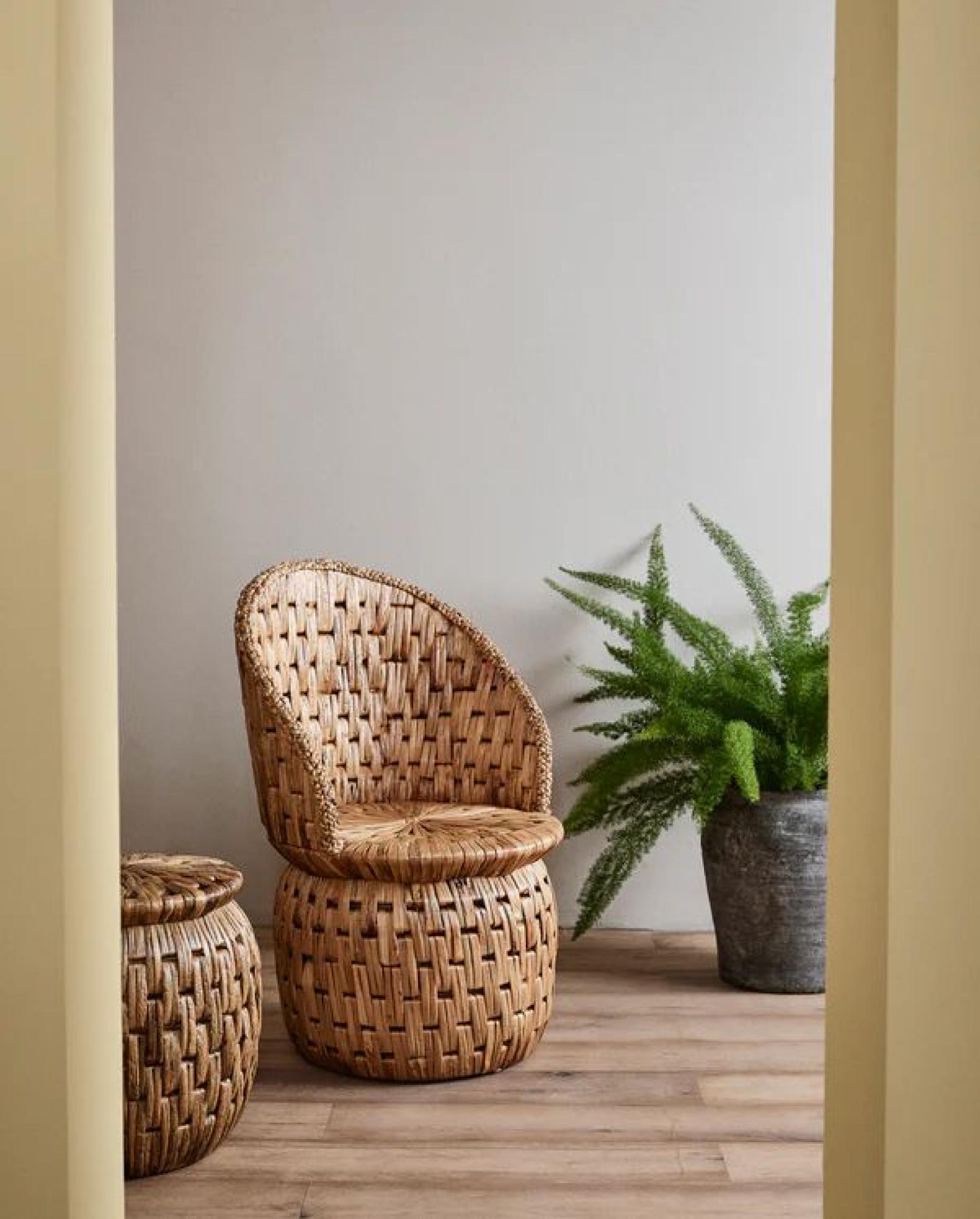 Product photograph of Nordal Baccio Natural Rattan Round Stool from Choice Furniture Superstore.