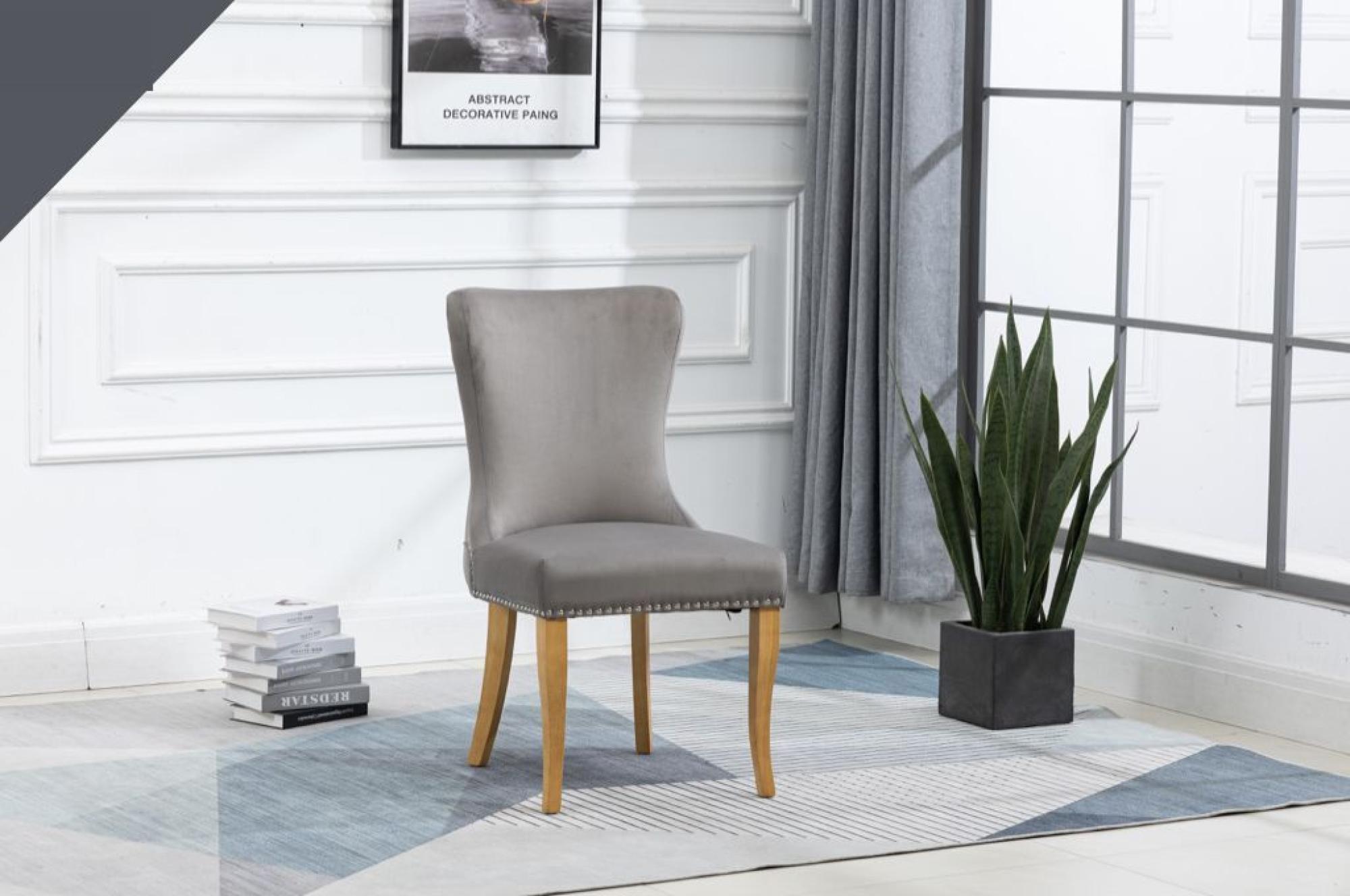 Product photograph of Set Of 2 Ashley Grey Fabric Dining Chair With Oak Legs from Choice Furniture Superstore.