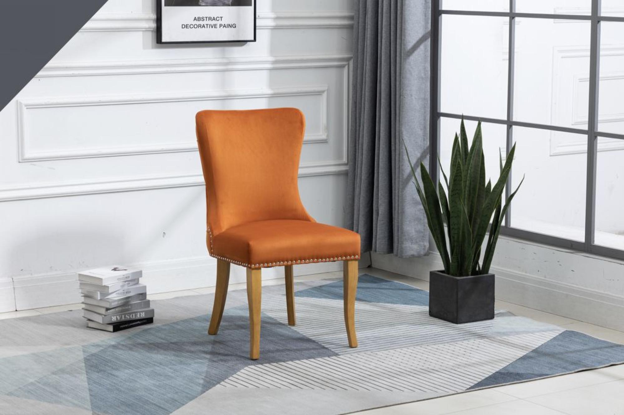 Product photograph of Set Of 2 Ashley Orange Fabric Dining Chair With Oak Legs from Choice Furniture Superstore.