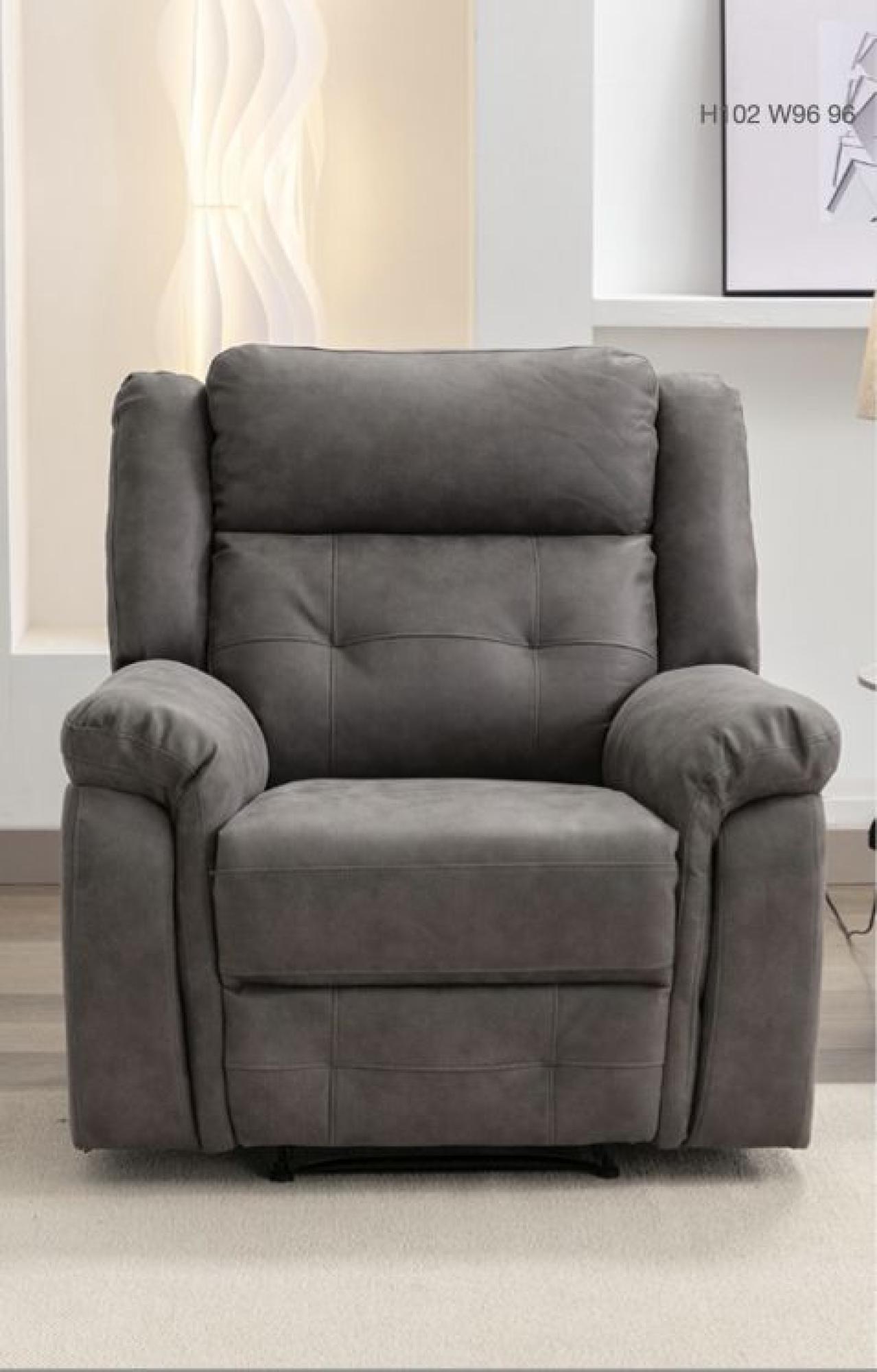 Product photograph of Berkeley Dark Grey Leather Look Fabric Recliner Armchair from Choice Furniture Superstore.
