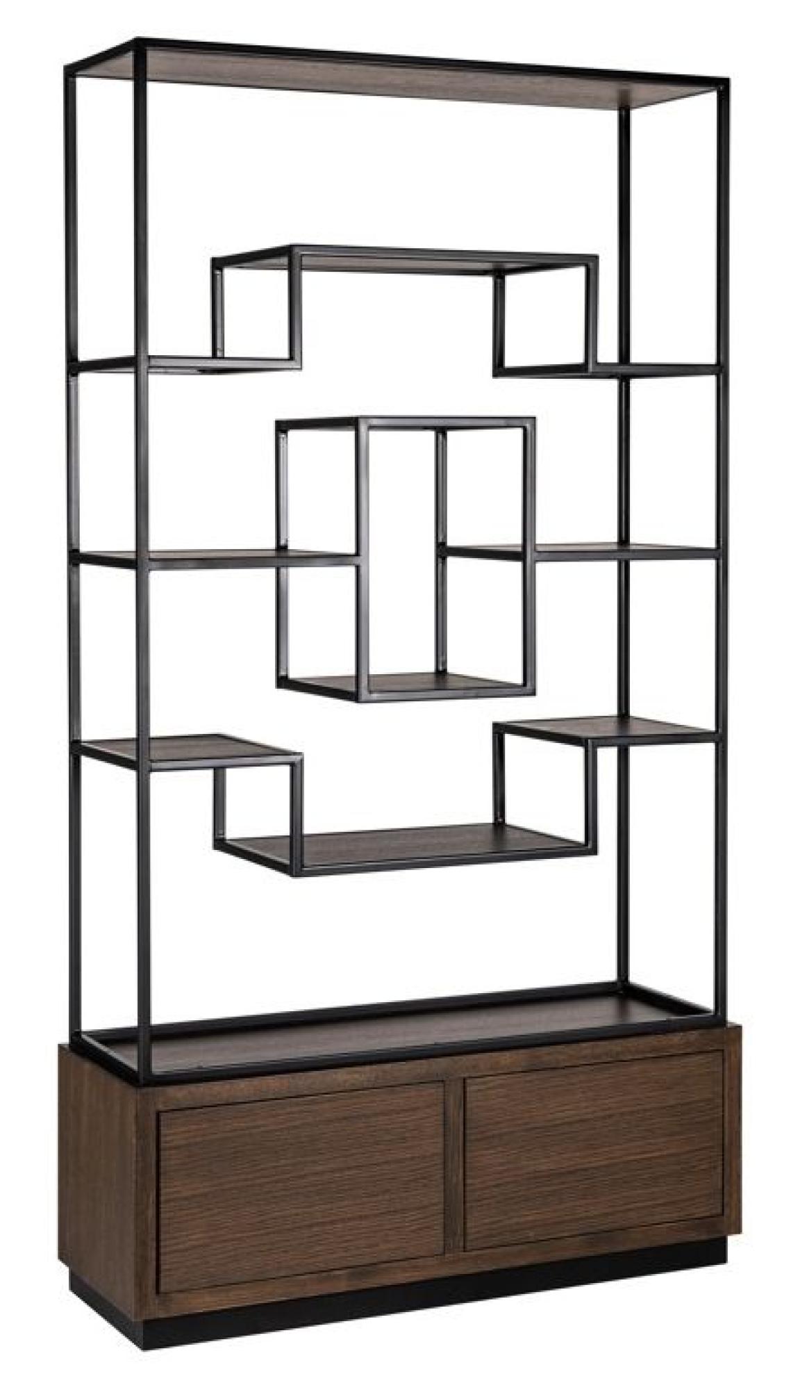 Product photograph of Bonvoy Brown Oak Shelving Unit With Storage from Choice Furniture Superstore.