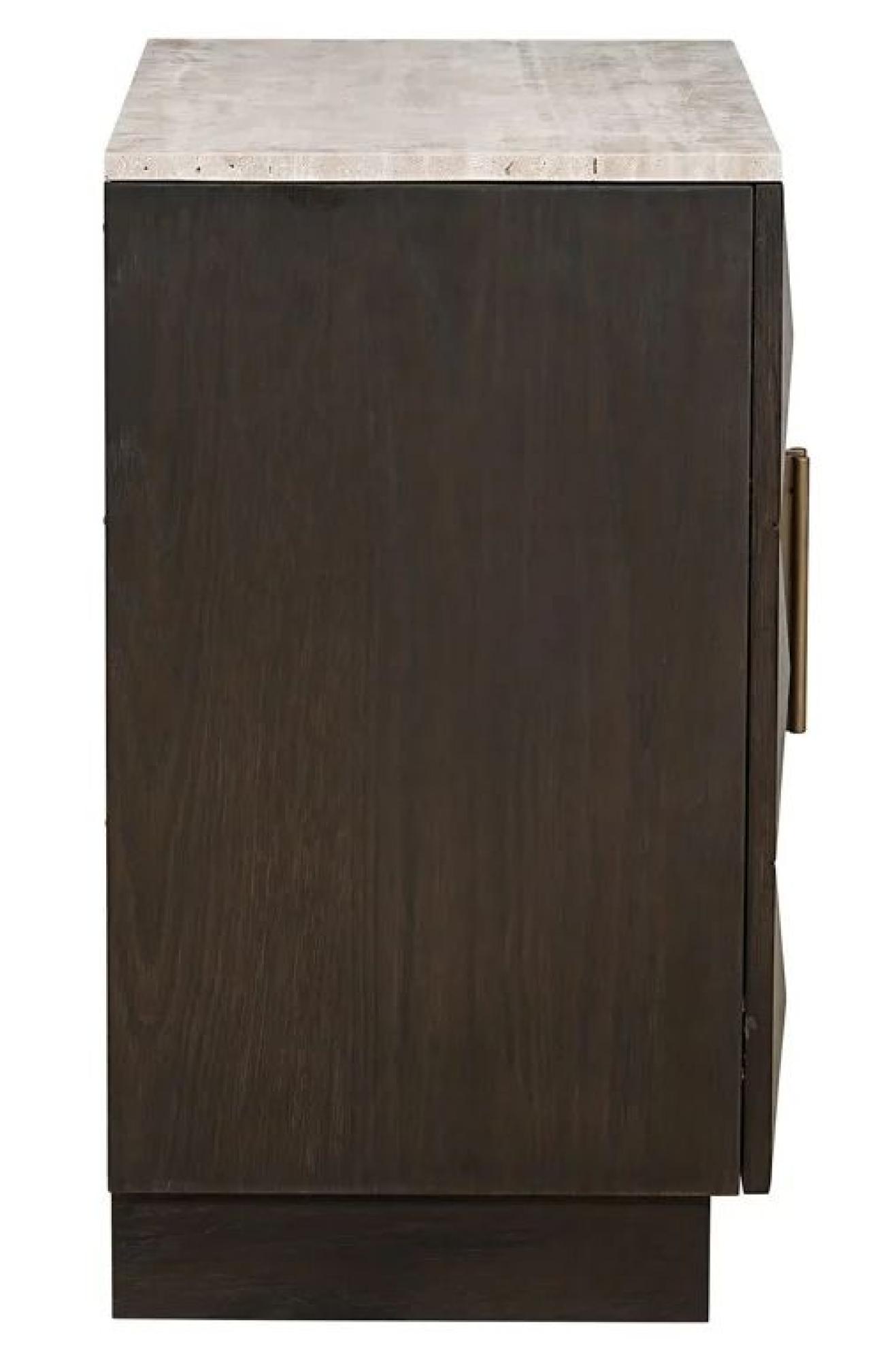 Product photograph of Claremont Dark Wood 2 Door Small Geometric Sideboard With Travertine Top from Choice Furniture Superstore.
