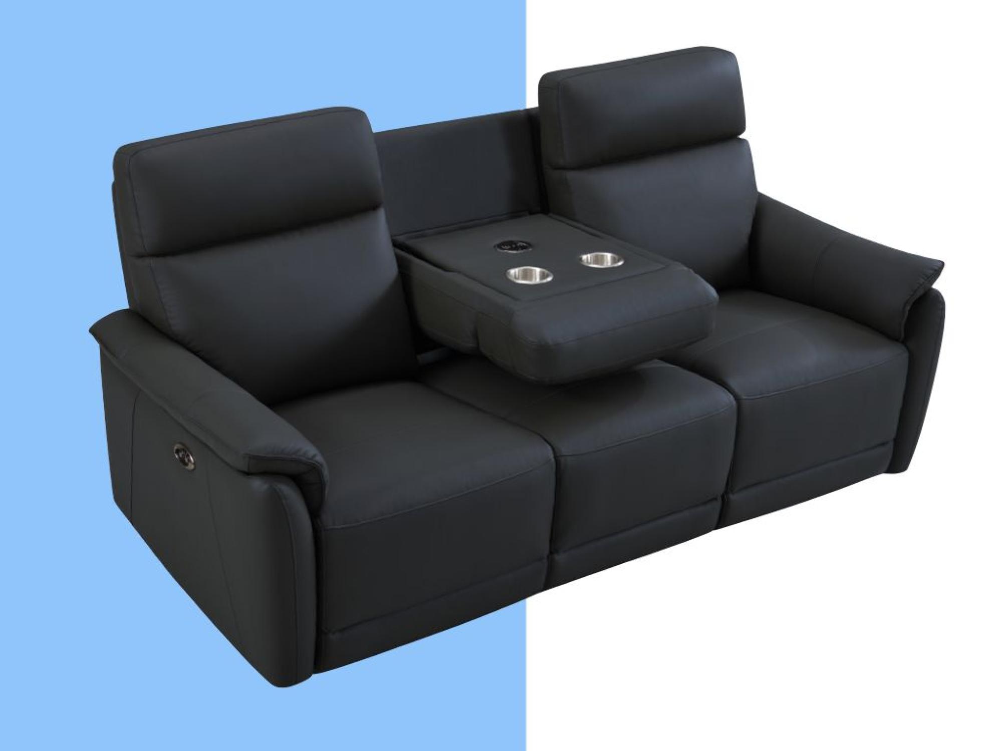 Product photograph of Carlton Blue Leather Electric Recliner 3 Seater Sofa from Choice Furniture Superstore.