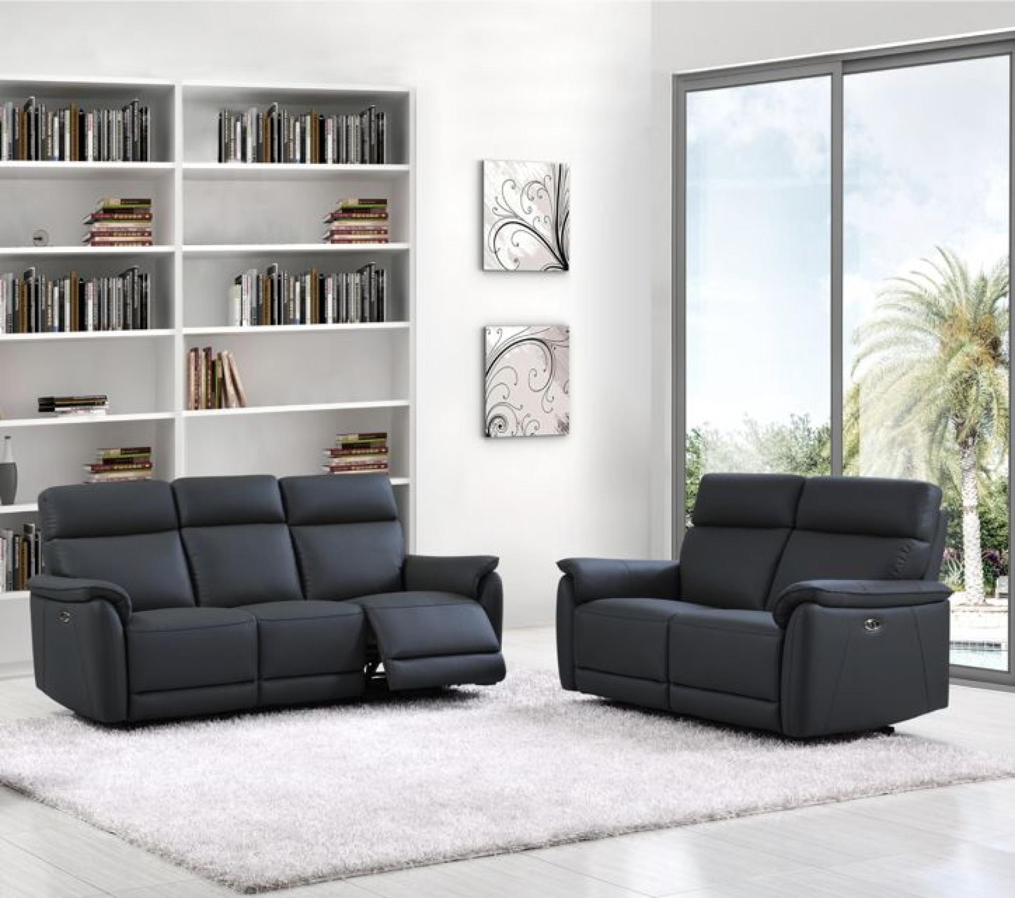 Product photograph of Carlton Blue Leather Electric Recliner 3 2 Seater Sofa Suite from Choice Furniture Superstore.