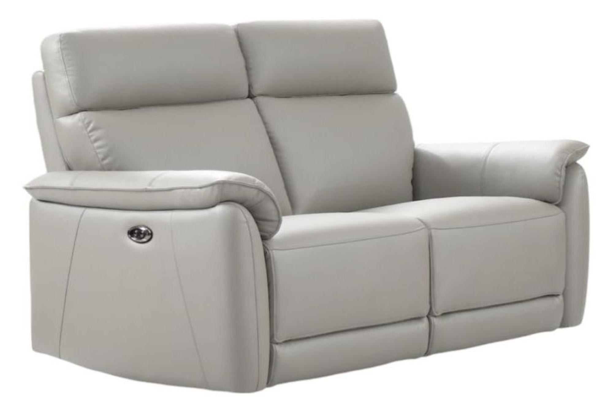 Product photograph of Carlton Light Grey Leather Electric Recliner 3 2 Seater Sofa Suite from Choice Furniture Superstore.