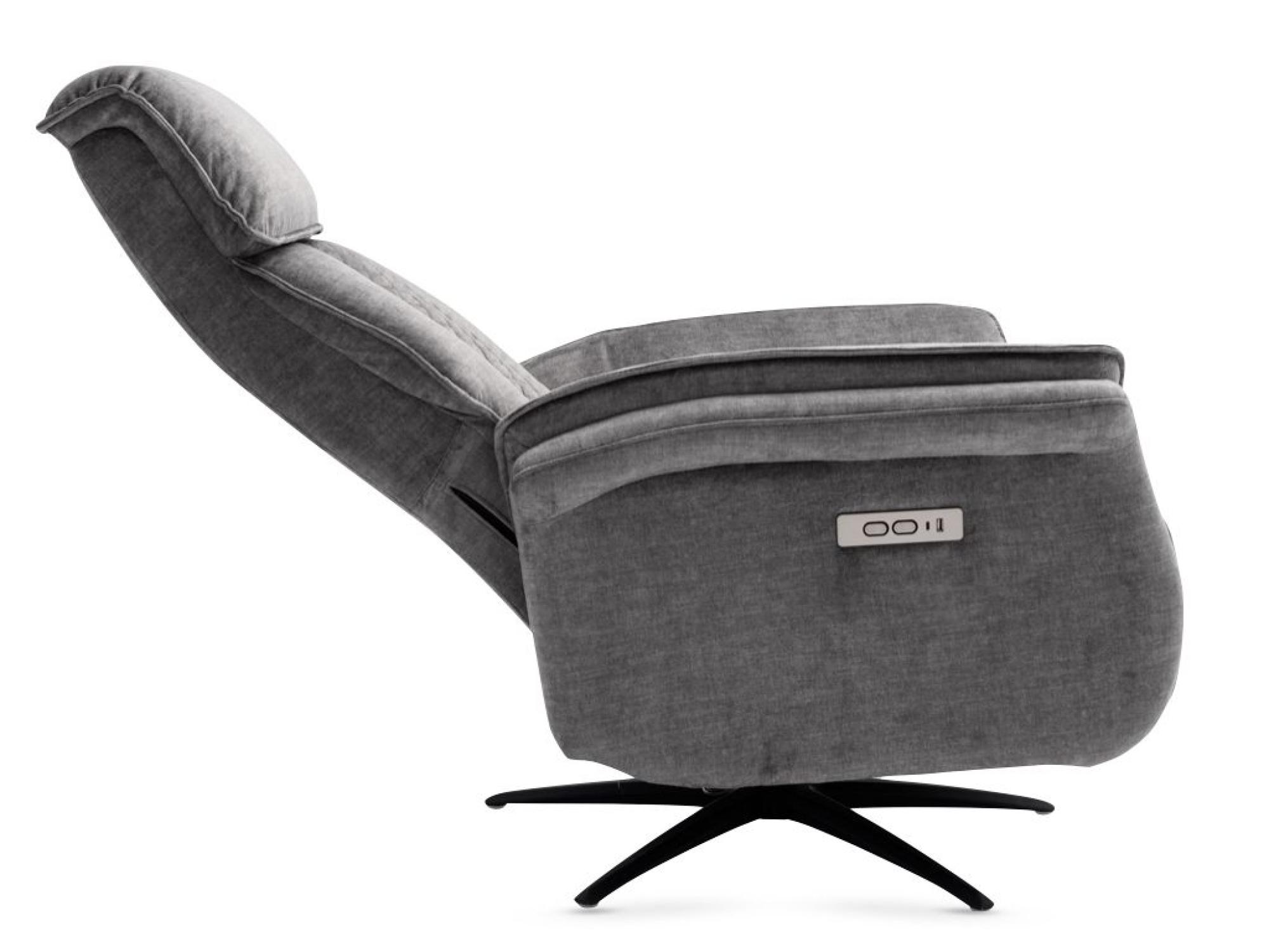 Product photograph of Evoque Grey Fabric Swivel Electic Recliner Armchair from Choice Furniture Superstore.