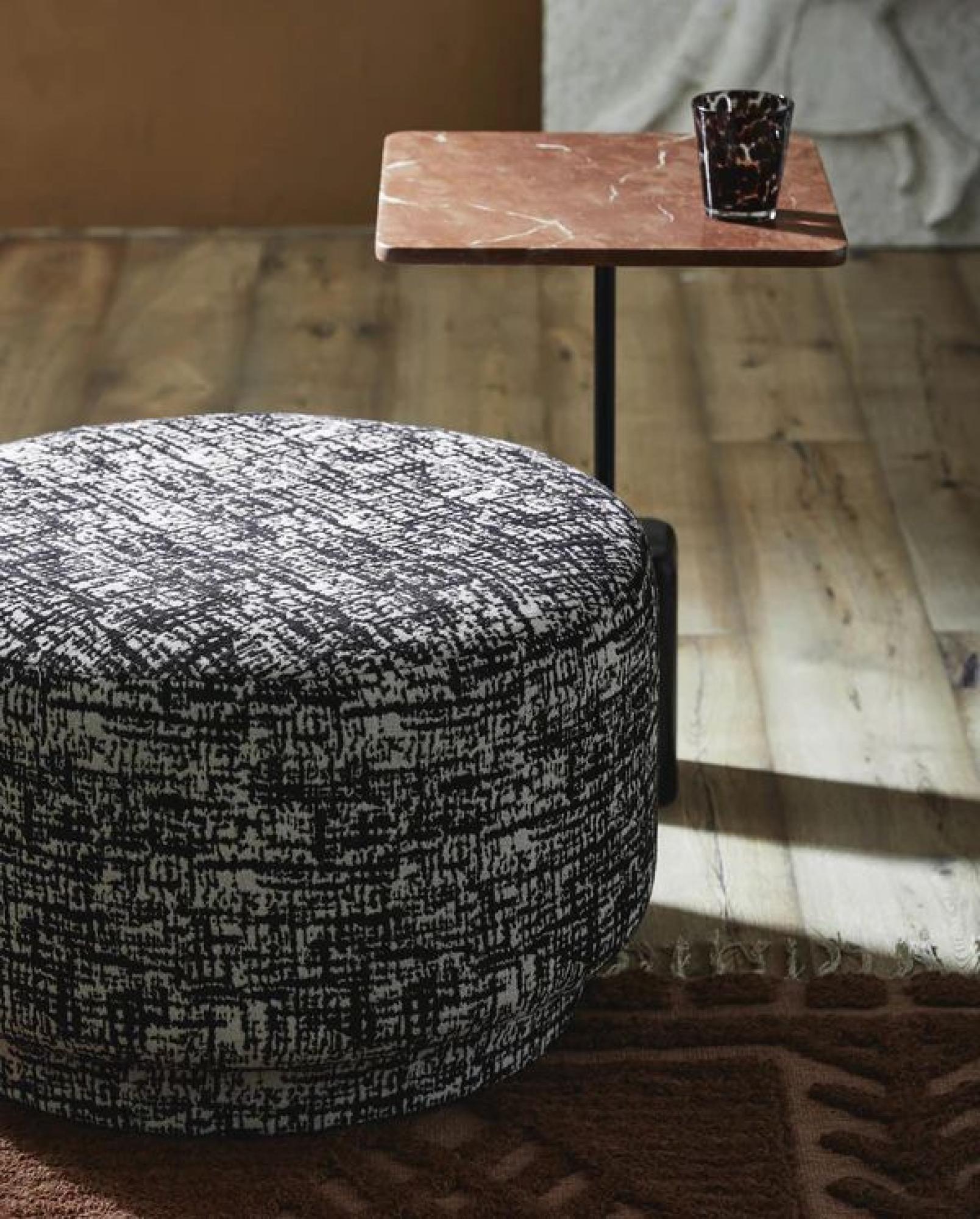 Product photograph of Nordal Bomu Black And White Fabric Pouf from Choice Furniture Superstore.
