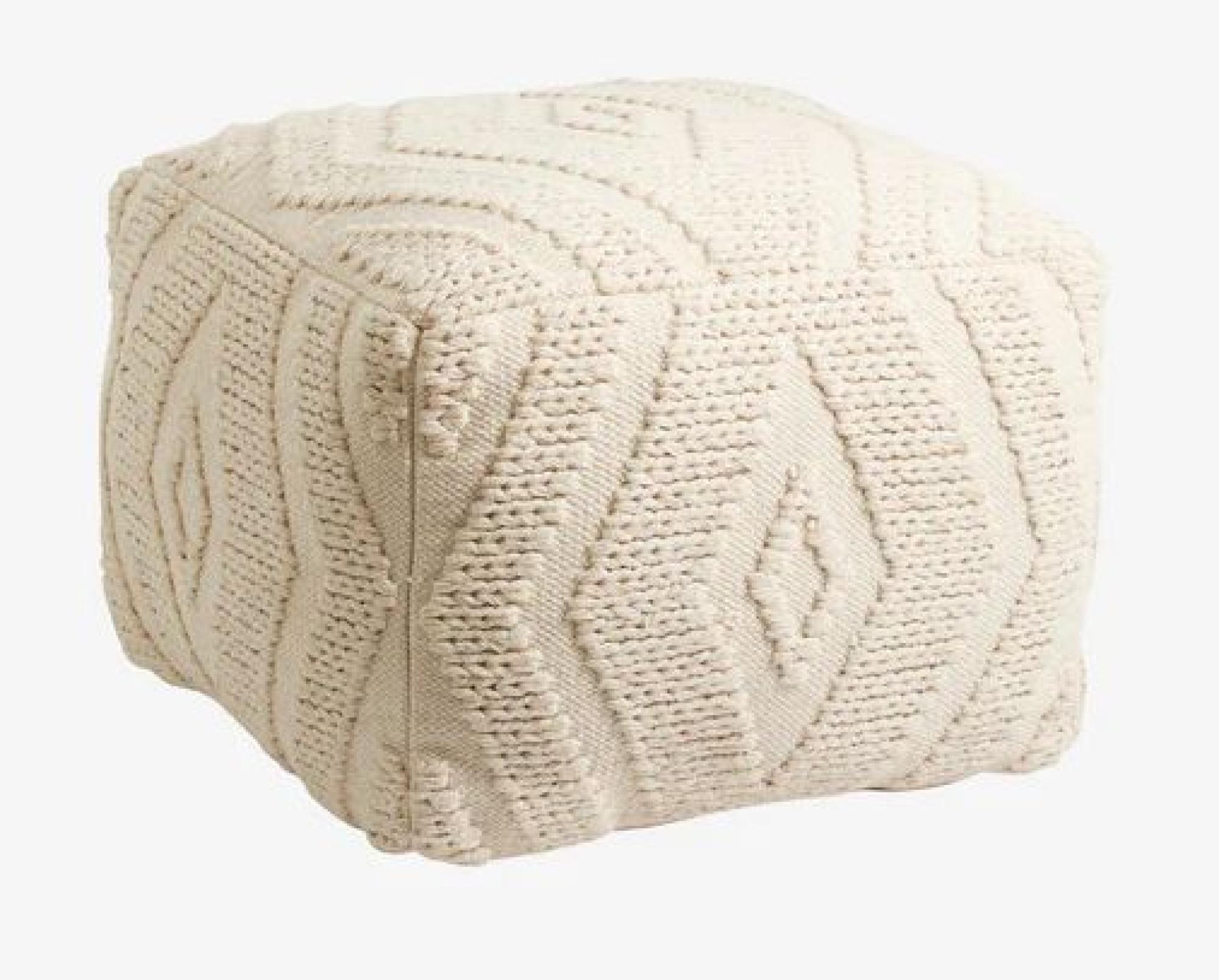 Product photograph of Nordal Wular Off White Fabric Pouf from Choice Furniture Superstore.
