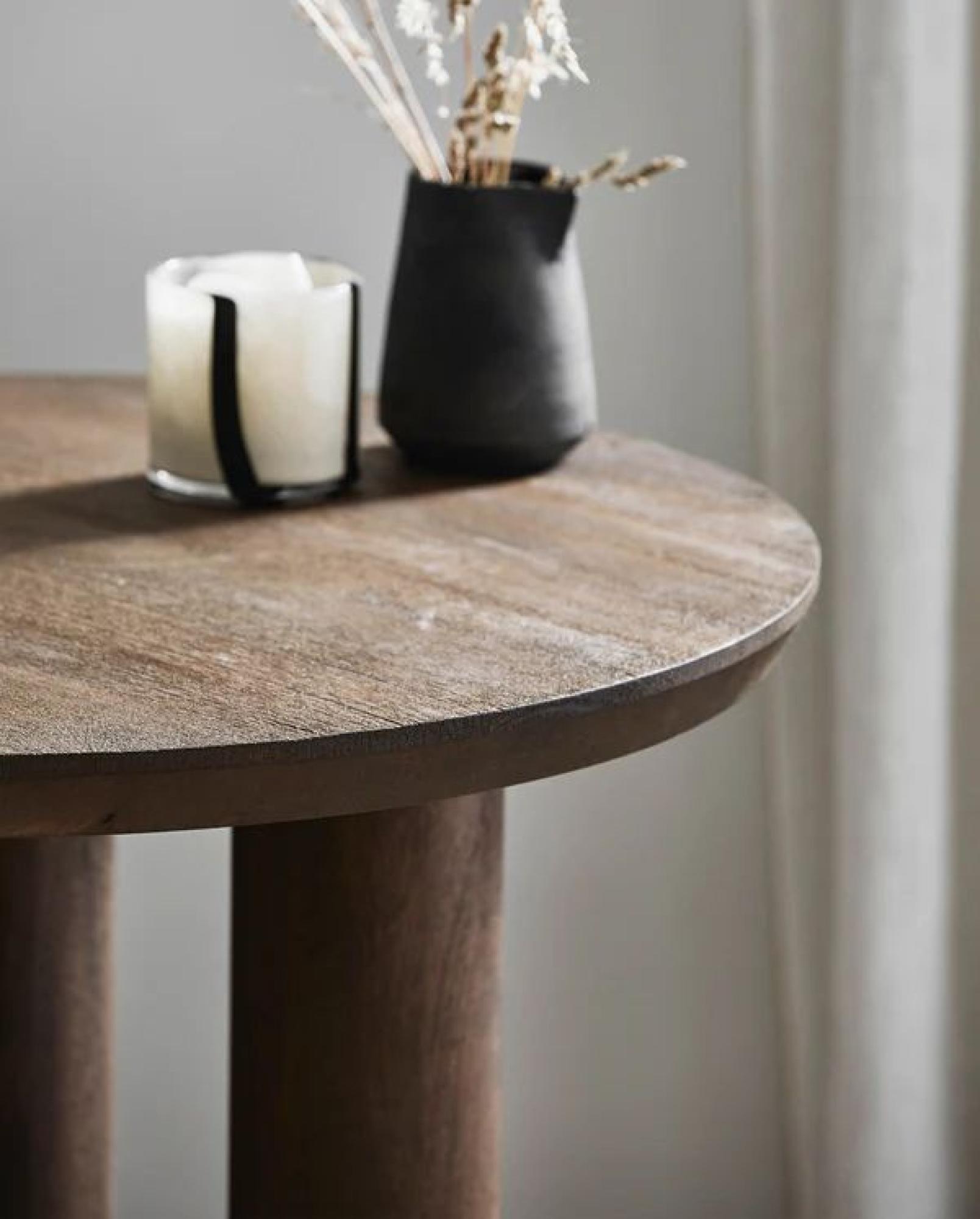 Product photograph of Nordal Helin Mango Wood Round Cafe Table from Choice Furniture Superstore.
