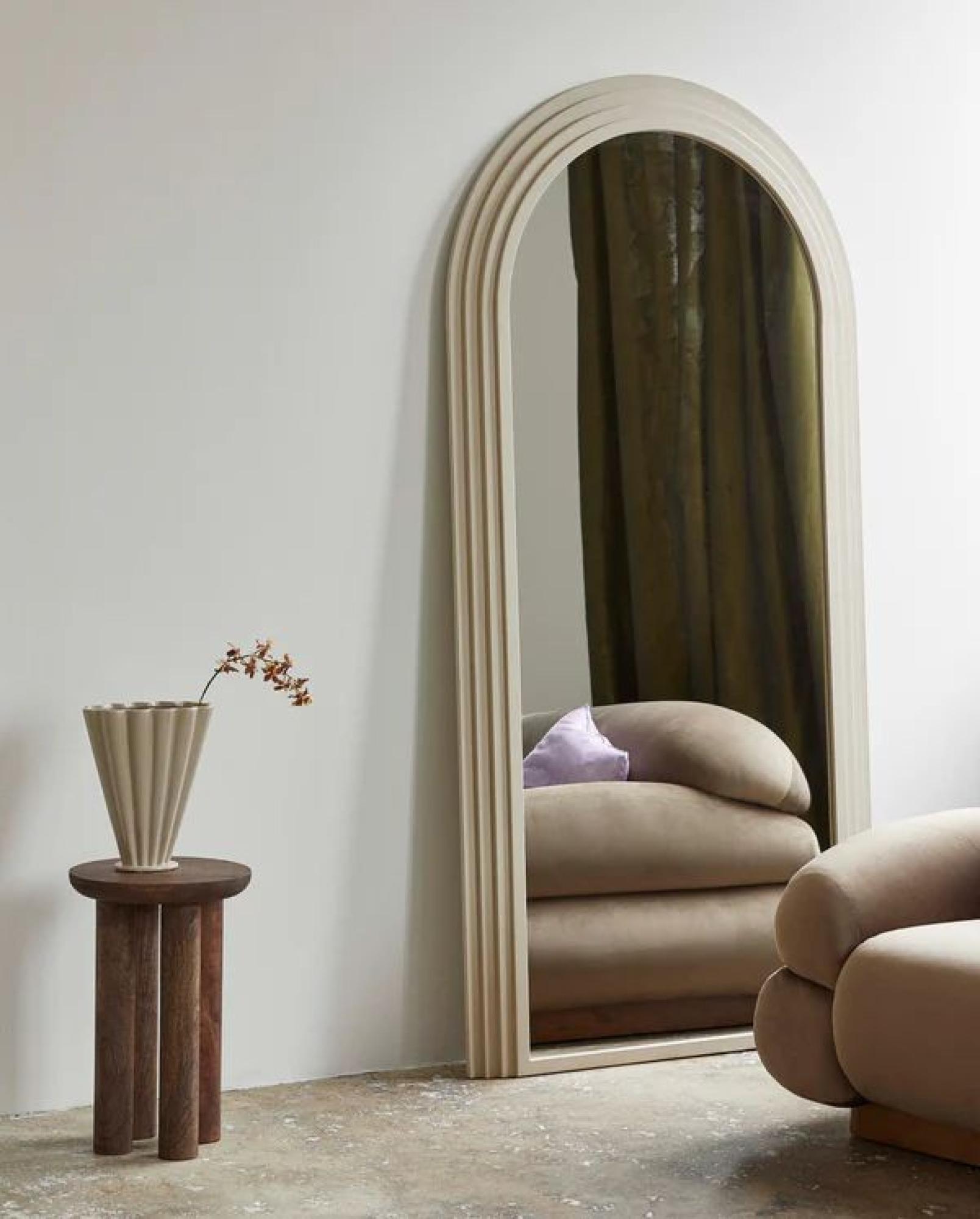 Product photograph of Nordal Falco Beige Metal Standing Mirror from Choice Furniture Superstore.