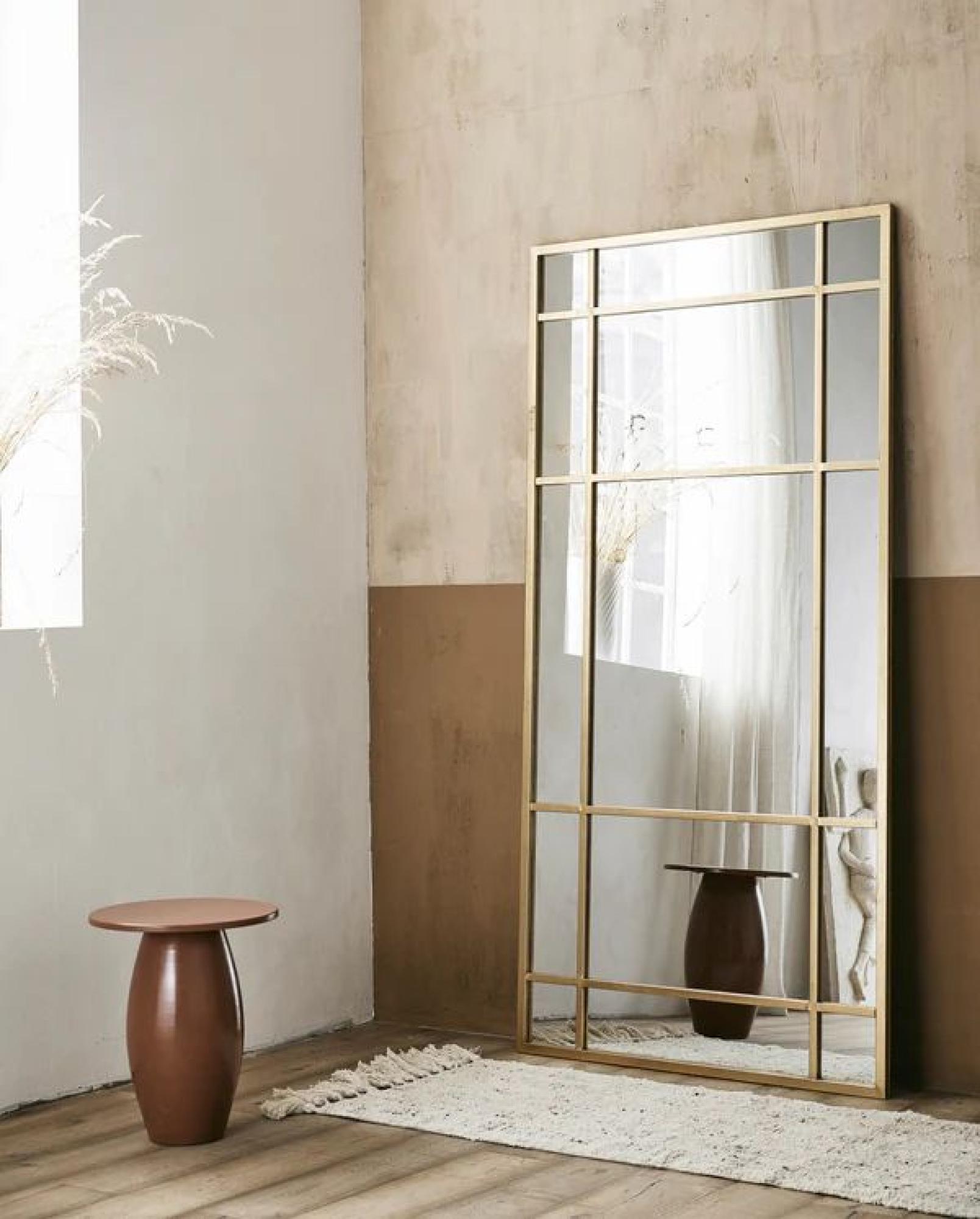 Product photograph of Nordal Spirit Gold Metal Standing Mirror from Choice Furniture Superstore.