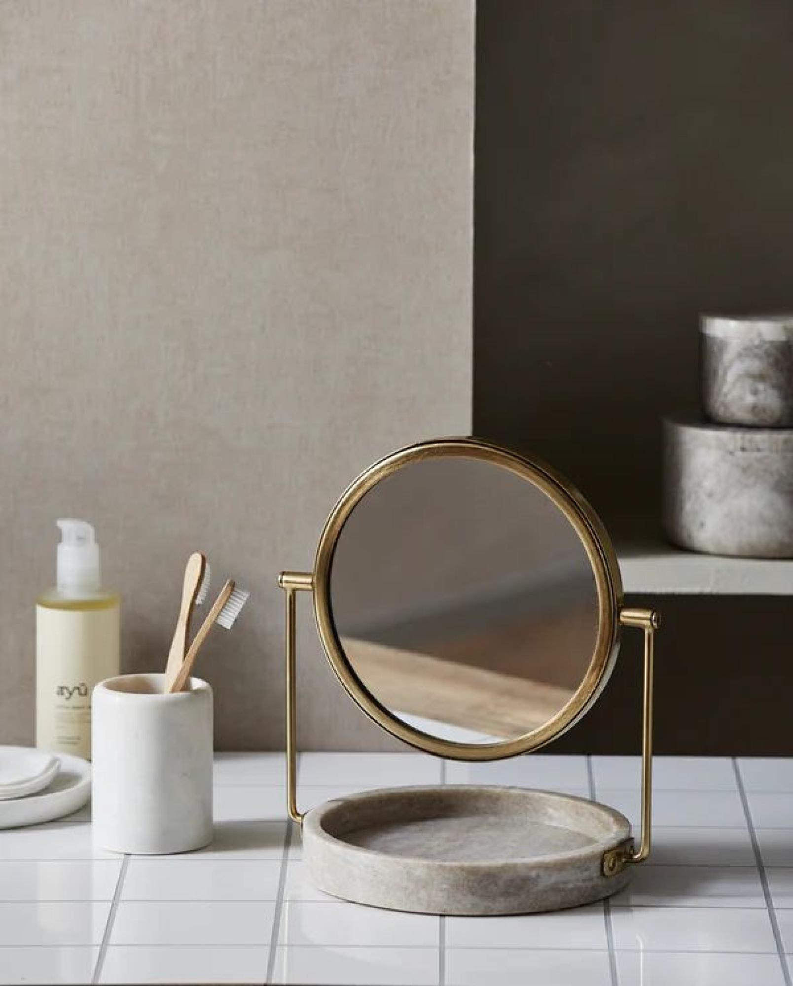 Product photograph of Nordal Haja Gold Metal Mirror from Choice Furniture Superstore.