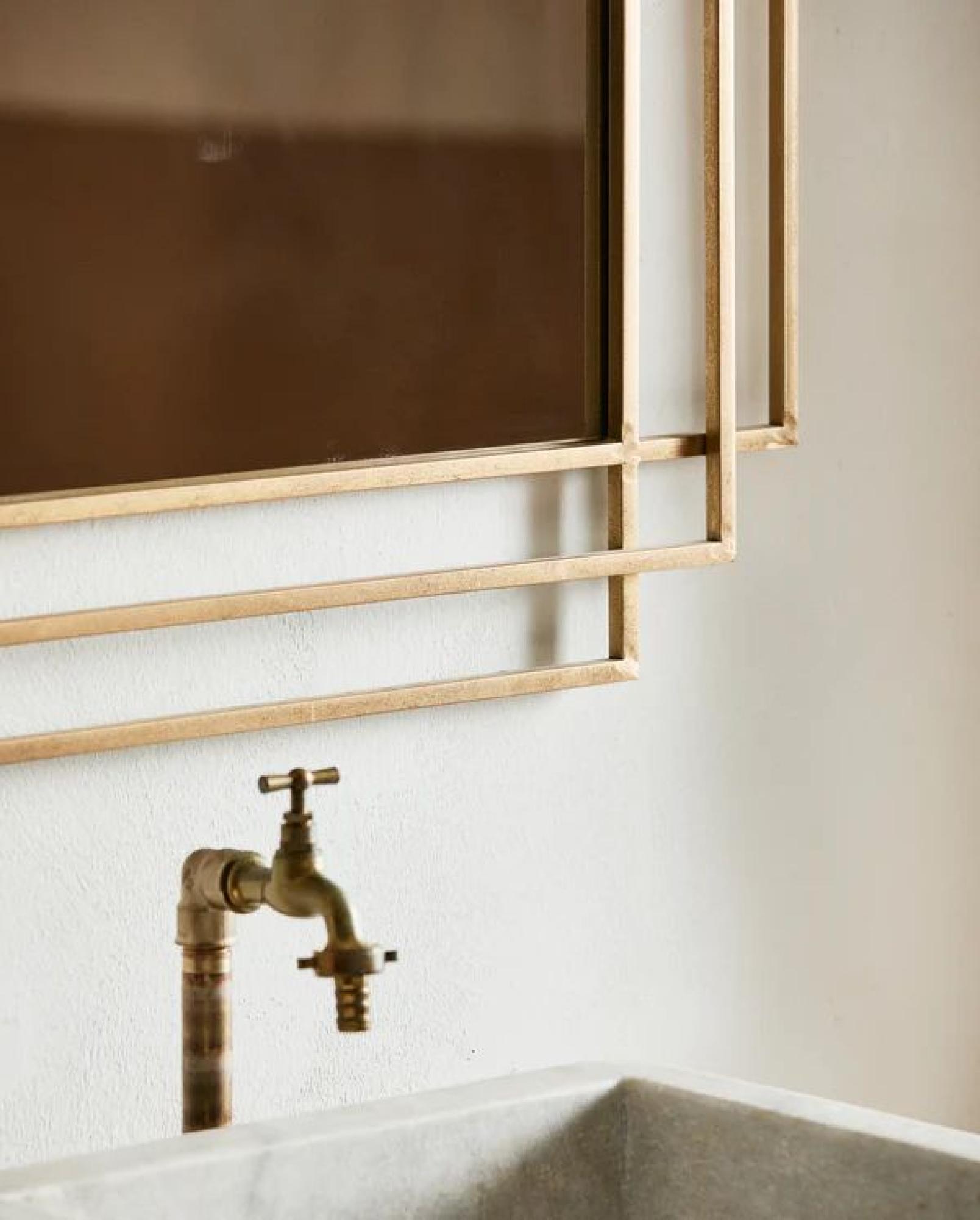 Product photograph of Nordal Brass Metal Frame Wall Mirror from Choice Furniture Superstore.