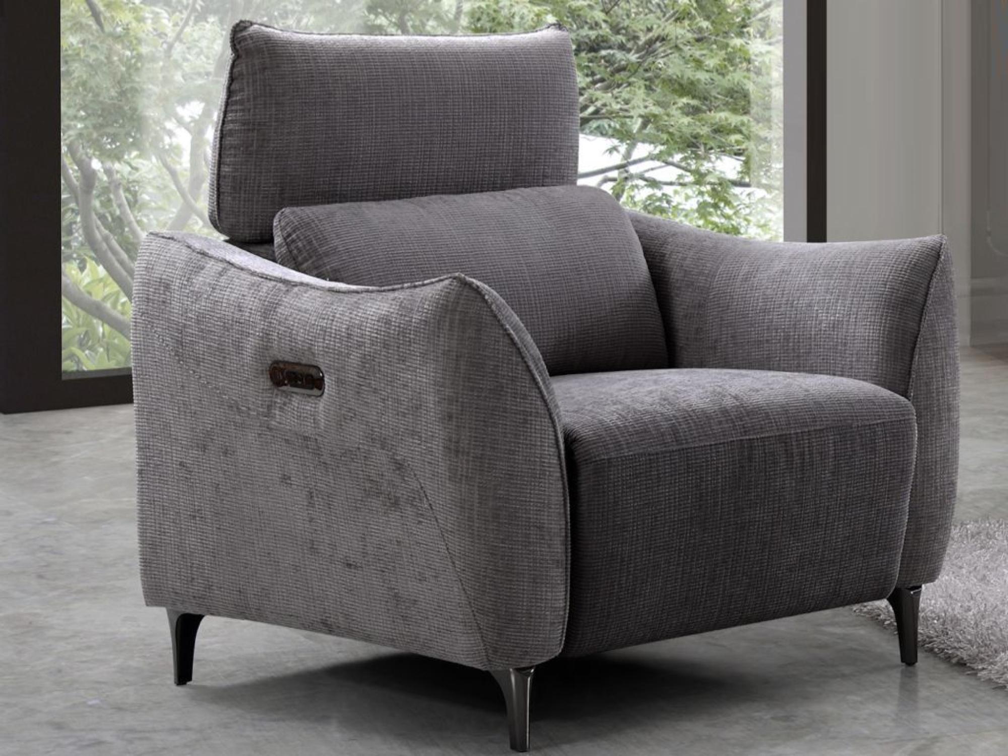 Product photograph of Hampshire Dark Grey Fabric Electric Recliner Armchair from Choice Furniture Superstore.