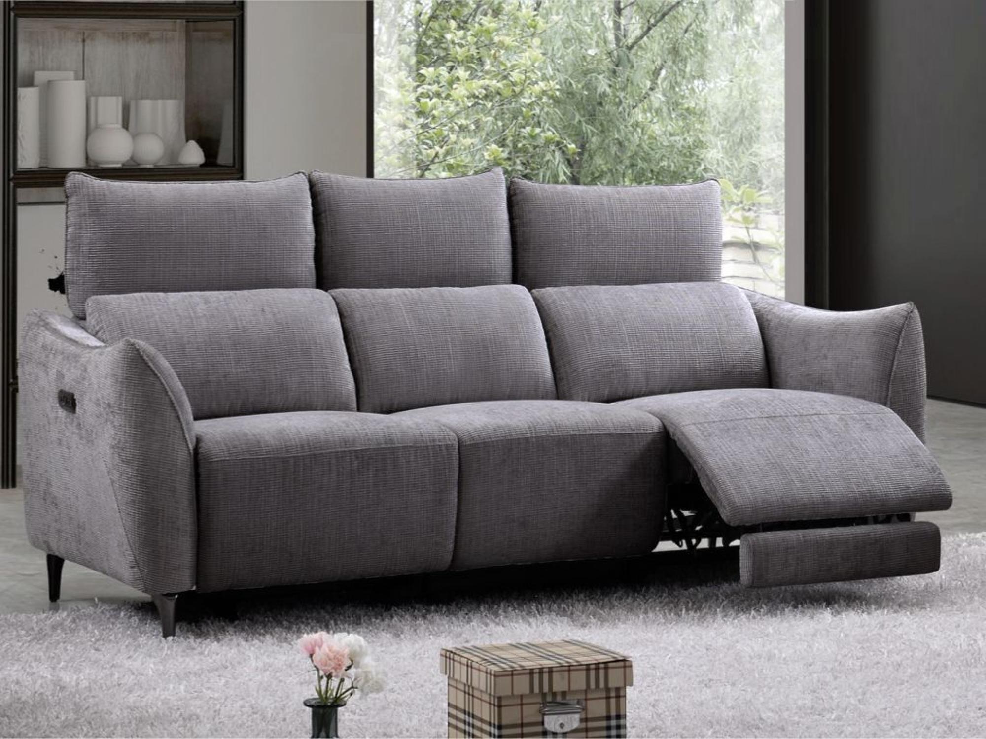 Product photograph of Hampshire Dark Grey Fabric Electric Recliner 3 Seater Sofa from Choice Furniture Superstore.