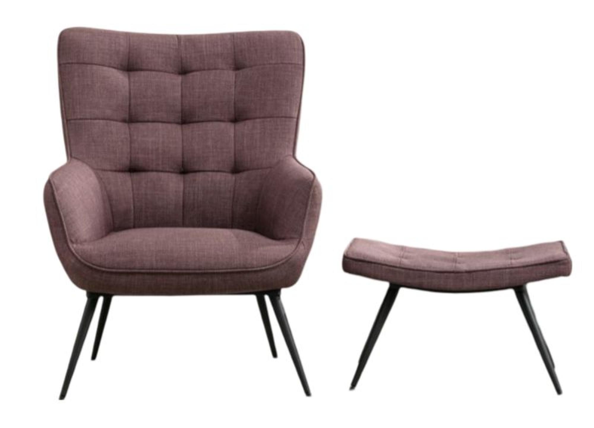 Product photograph of Katelyn Mulberry Fabric Accent Armchair With Footstool from Choice Furniture Superstore.