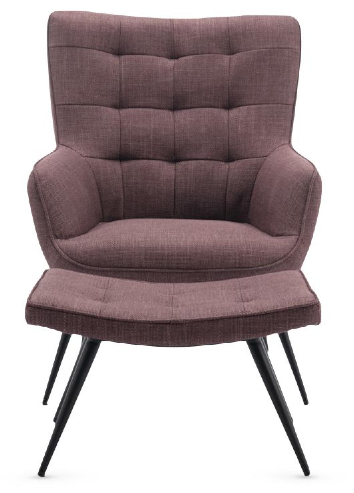 Product photograph of Katelyn Mulberry Fabric Accent Armchair With Footstool from Choice Furniture Superstore.