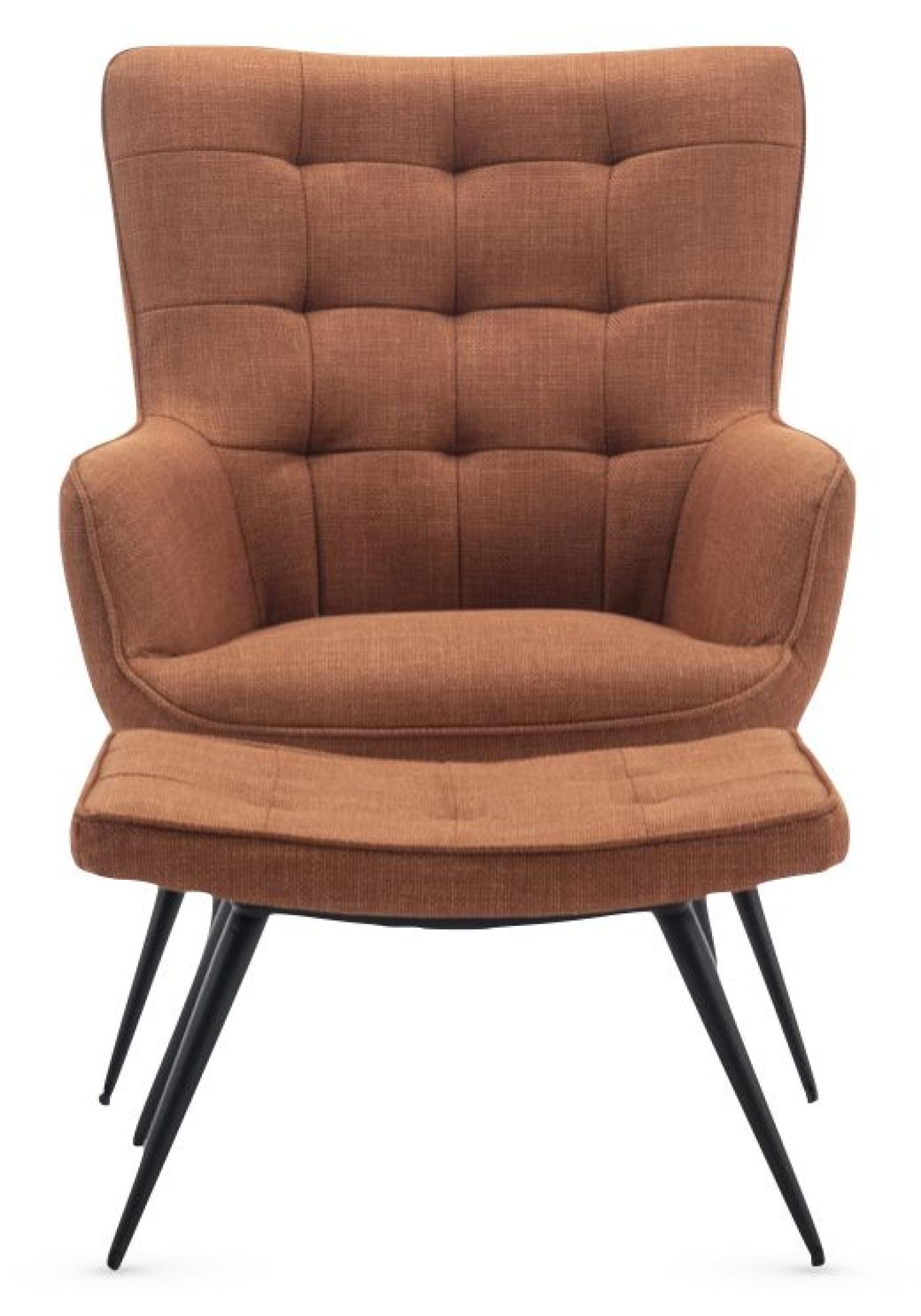 Product photograph of Katelyn Orange Fabric Accent Armchair With Footstool from Choice Furniture Superstore.