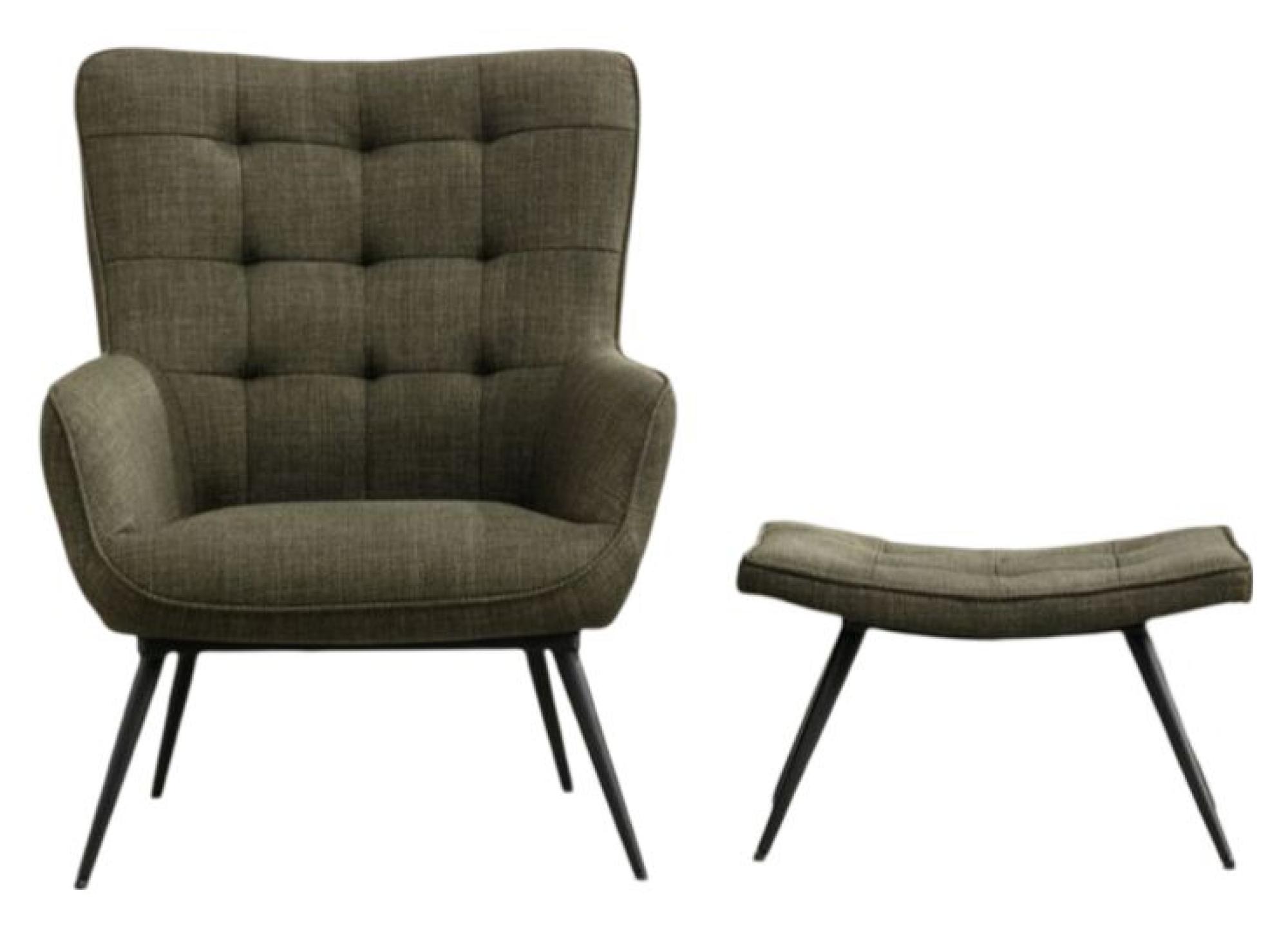 Product photograph of Katelyn Green Fabric Accent Armchair With Footstool from Choice Furniture Superstore.