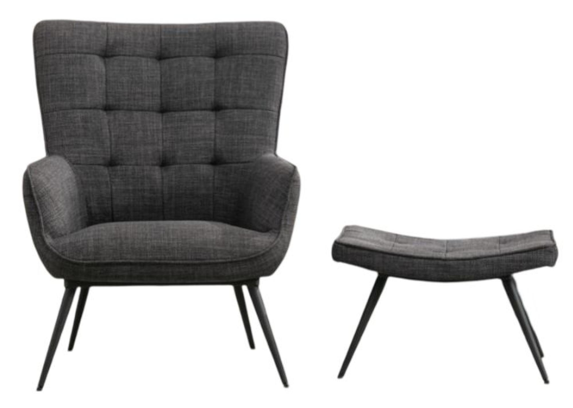 Product photograph of Katelyn Grey Fabric Accent Armchair With Footstool from Choice Furniture Superstore.