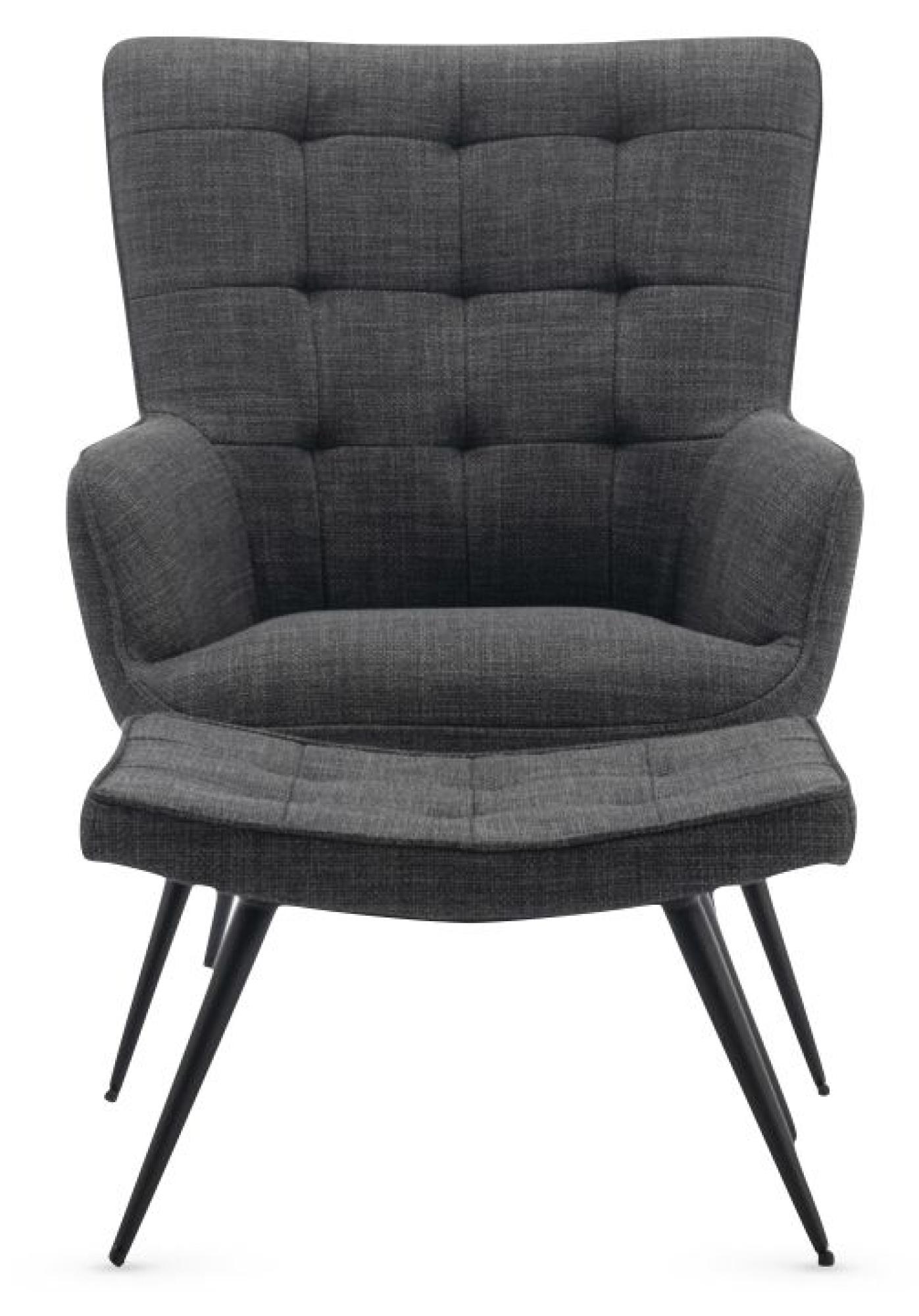 Product photograph of Katelyn Grey Fabric Accent Armchair With Footstool from Choice Furniture Superstore.