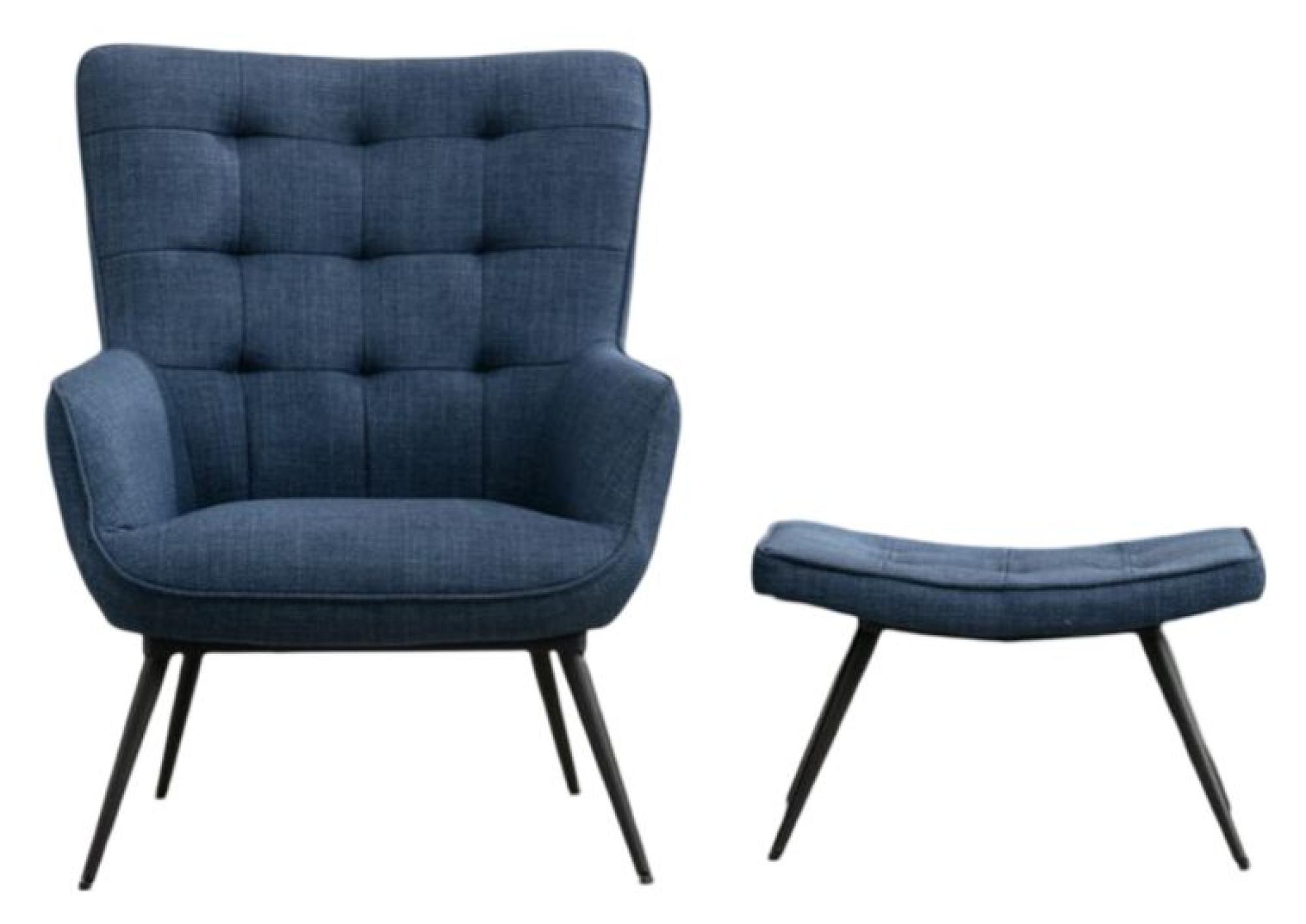 Product photograph of Katelyn Blue Fabric Accent Armchair With Footstool from Choice Furniture Superstore.