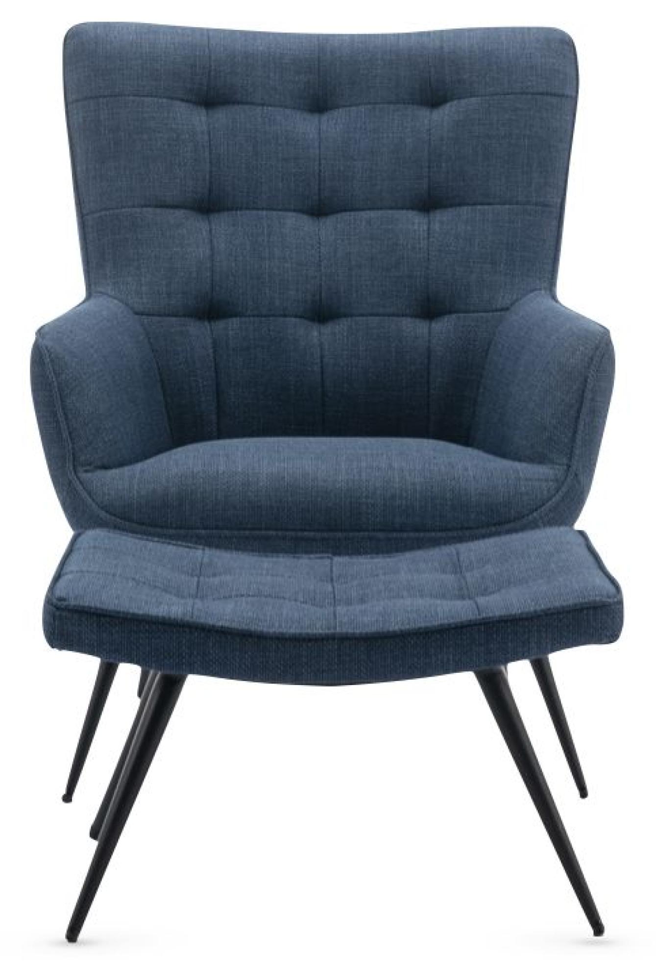 Product photograph of Katelyn Blue Fabric Accent Armchair With Footstool from Choice Furniture Superstore.