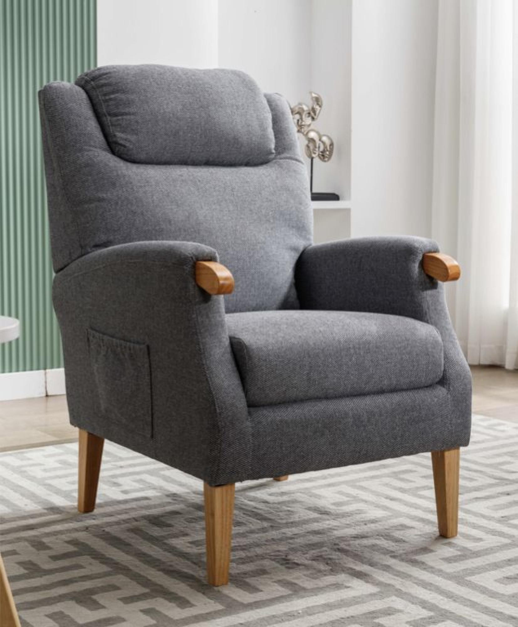 Product photograph of Lisbon Grey Fabric Fireside Armchair from Choice Furniture Superstore.