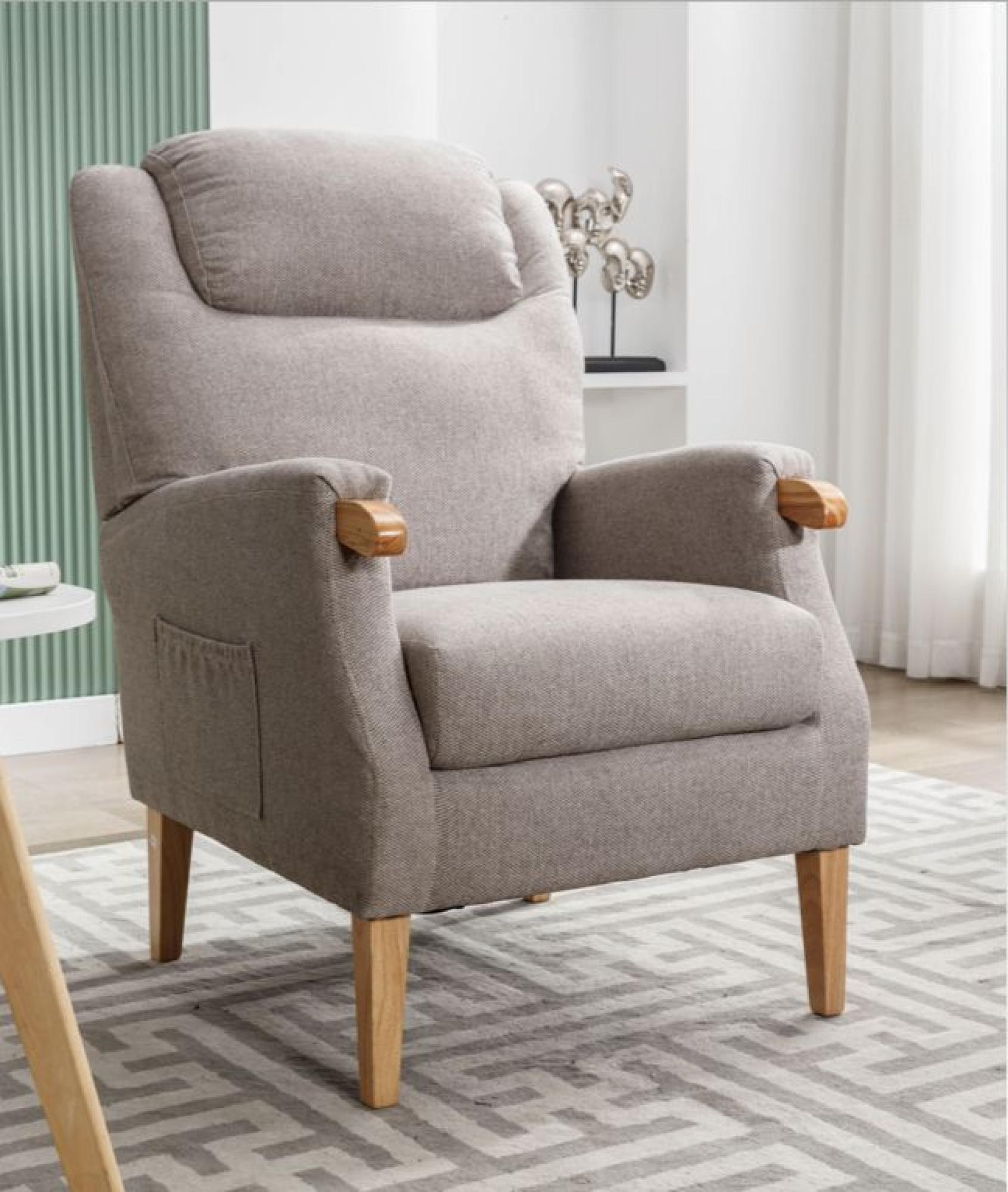 Product photograph of Lisbon Taupe Fabric Fireside Armchair from Choice Furniture Superstore.