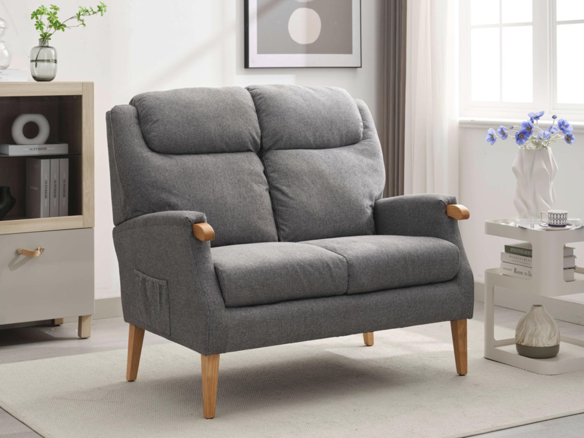 Product photograph of Lisbon Grey Fabric 2 Seater Sofa from Choice Furniture Superstore.