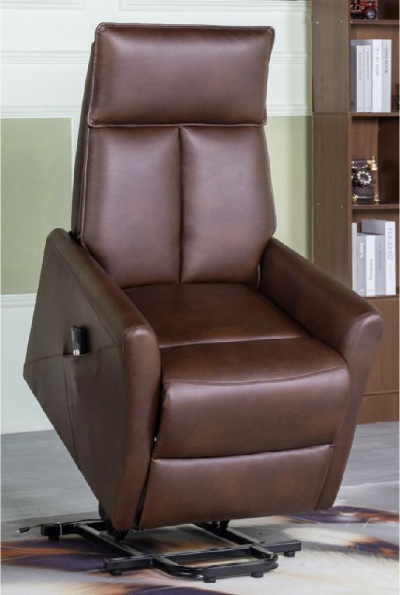 Product photograph of Lomond Lift And Tilt Tan Faux Leather Electric Rise Recliner Armchair from Choice Furniture Superstore.