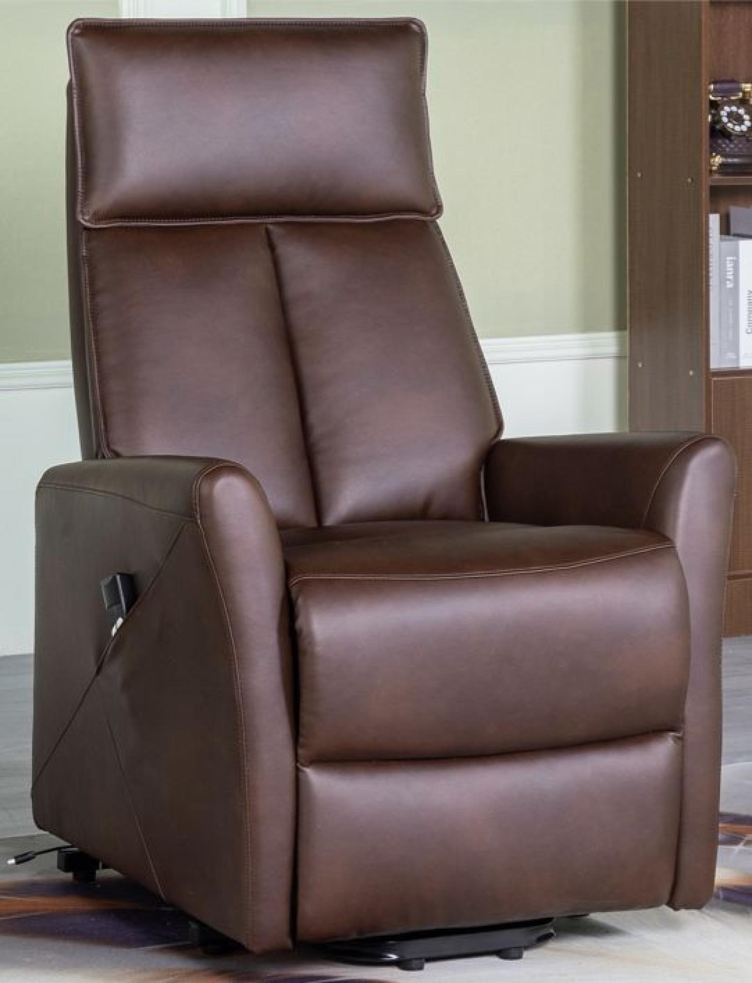 Product photograph of Lomond Lift And Tilt Tan Faux Leather Electric Rise Recliner Armchair from Choice Furniture Superstore.