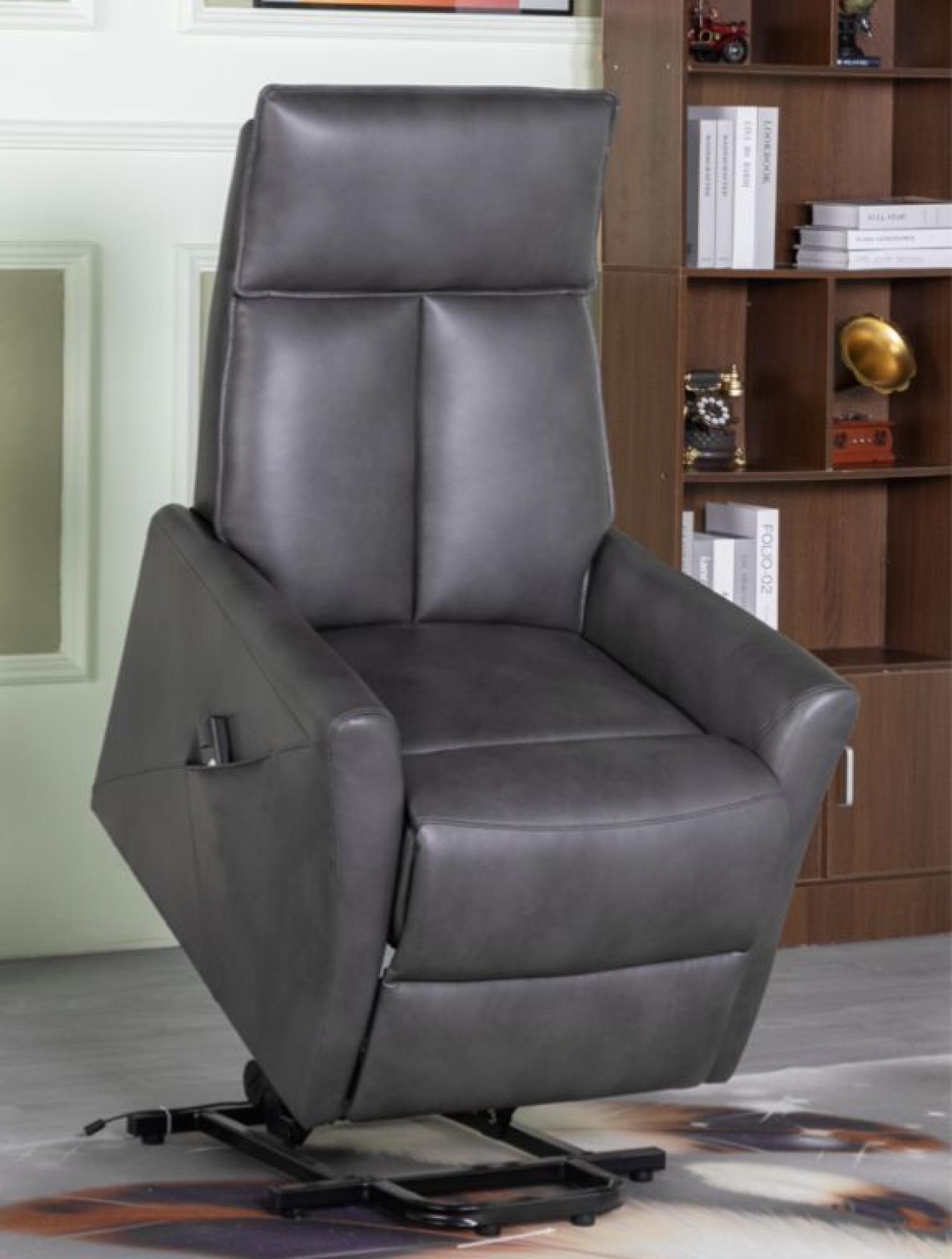 Product photograph of Lomond Lift And Tilt Grey Faux Leather Electric Rise Recliner Armchair from Choice Furniture Superstore.