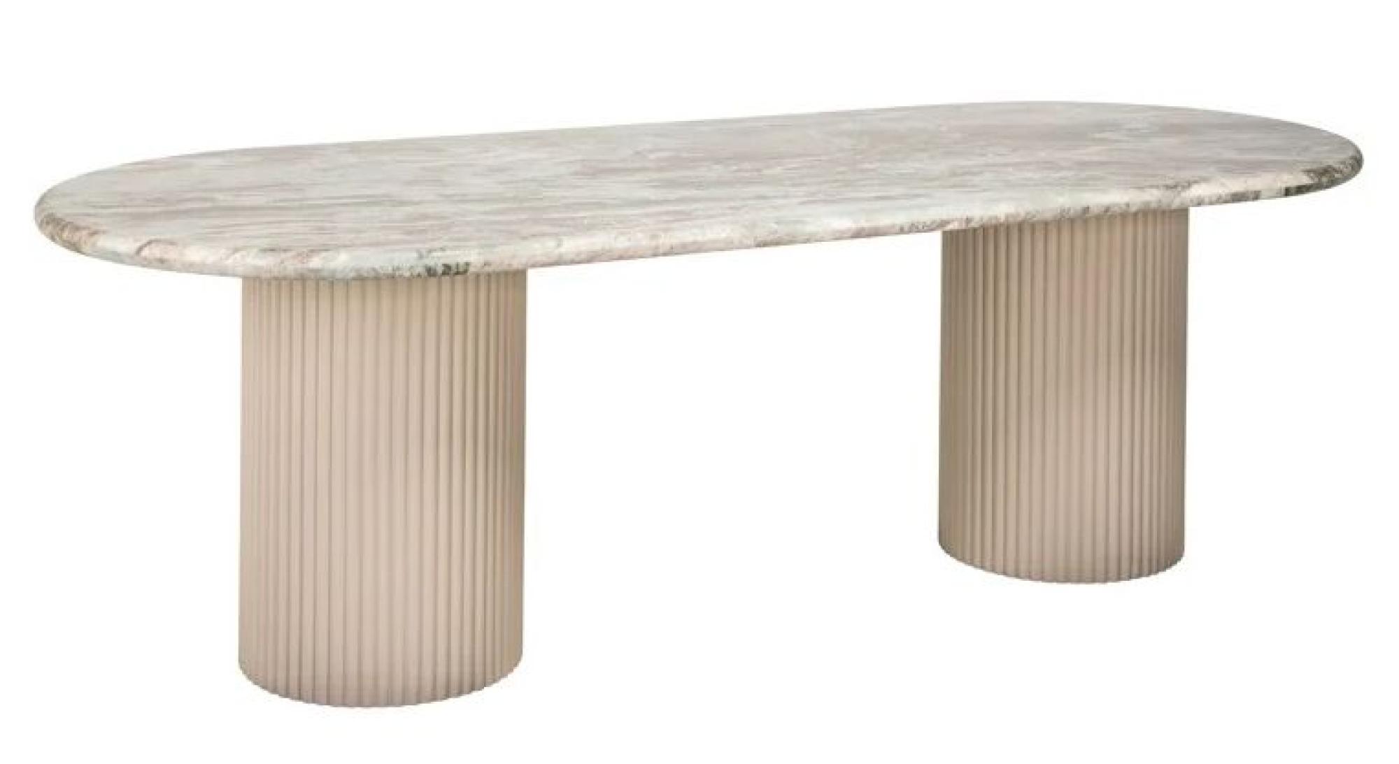 Product photograph of Coronel Beige Marble 10 Seater Dining Table With Fluted Pedestal Base from Choice Furniture Superstore.