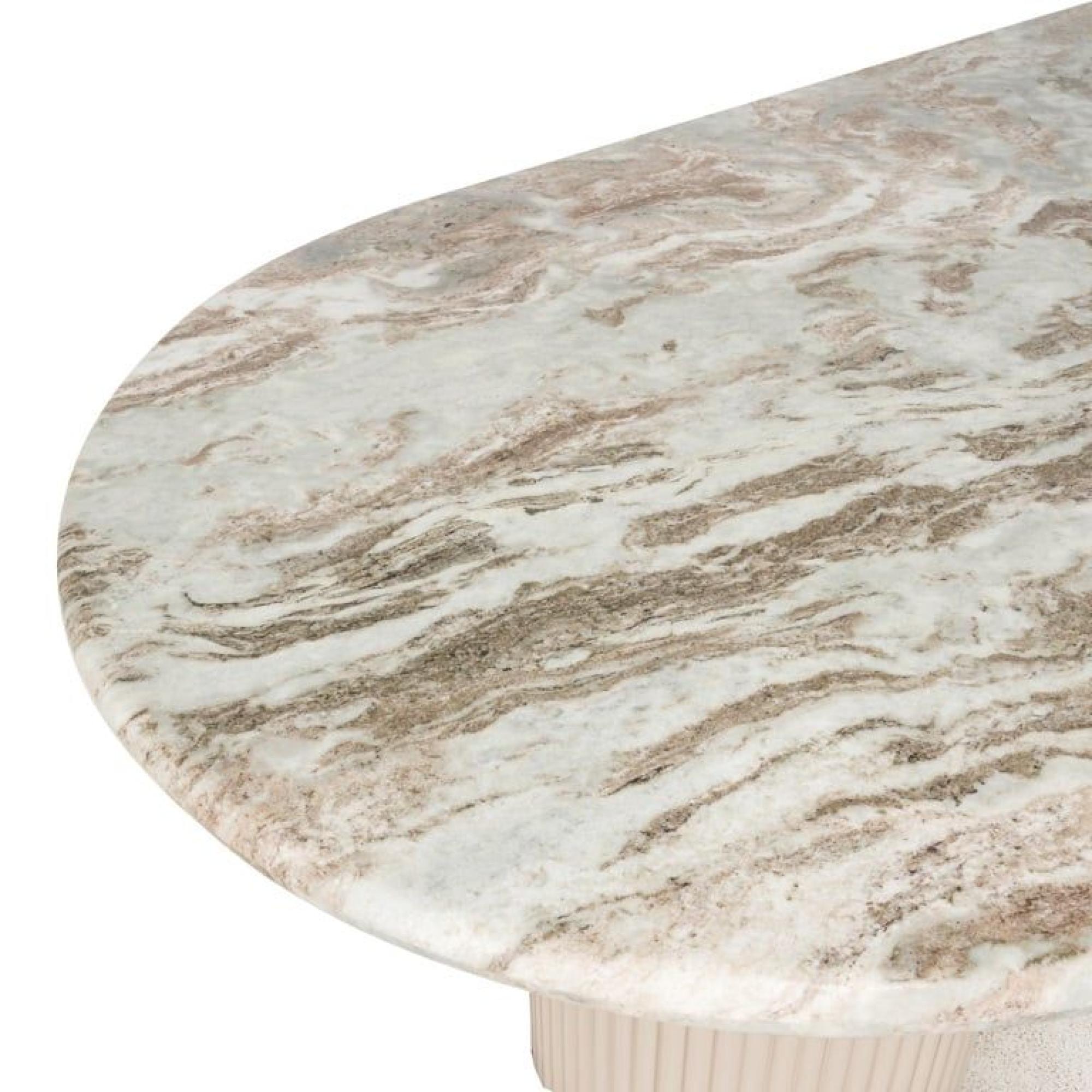 Product photograph of Coronel Beige Marble 10 Seater Dining Table With Fluted Pedestal Base from Choice Furniture Superstore.