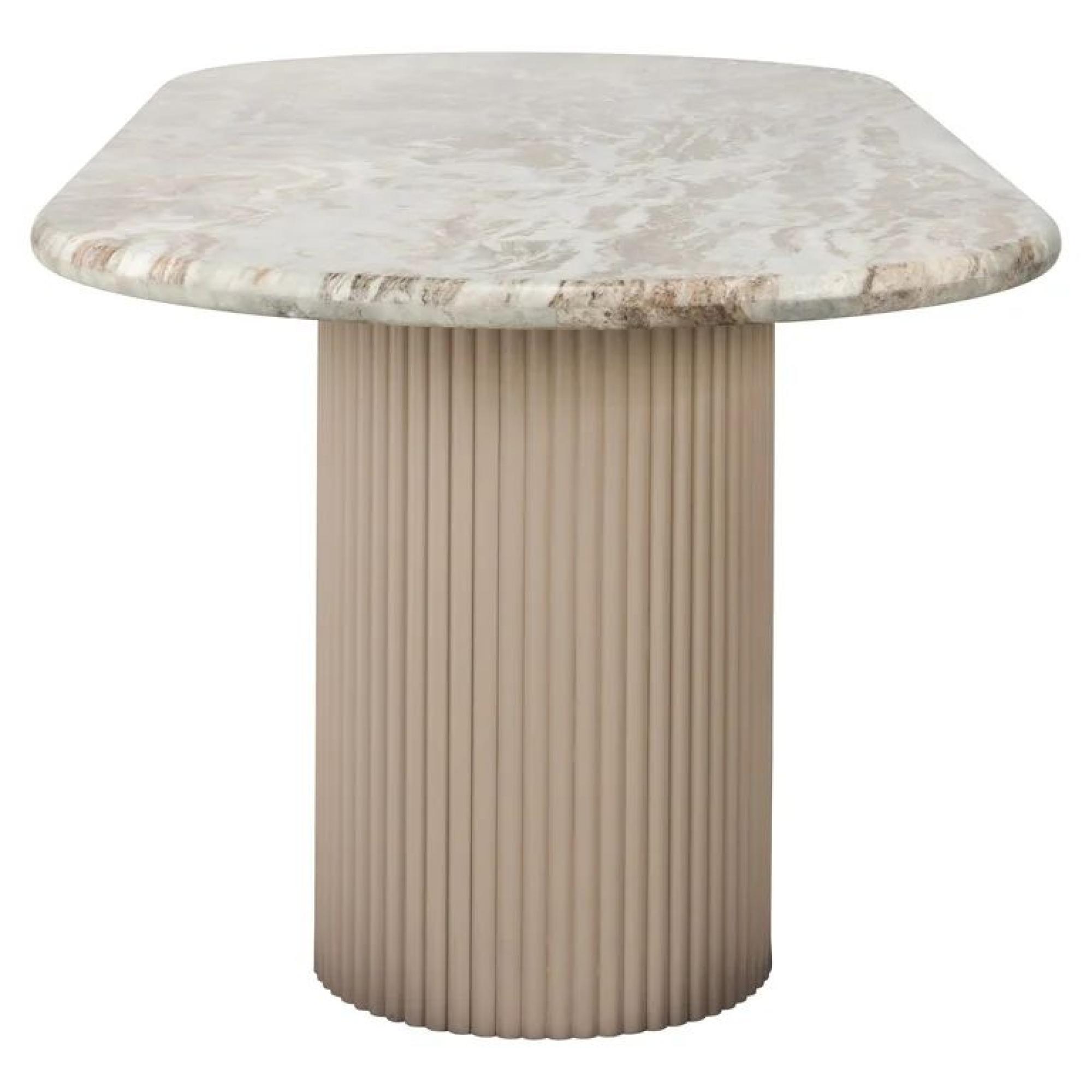 Product photograph of Coronel Beige Marble 10 Seater Dining Table With Fluted Pedestal Base from Choice Furniture Superstore.