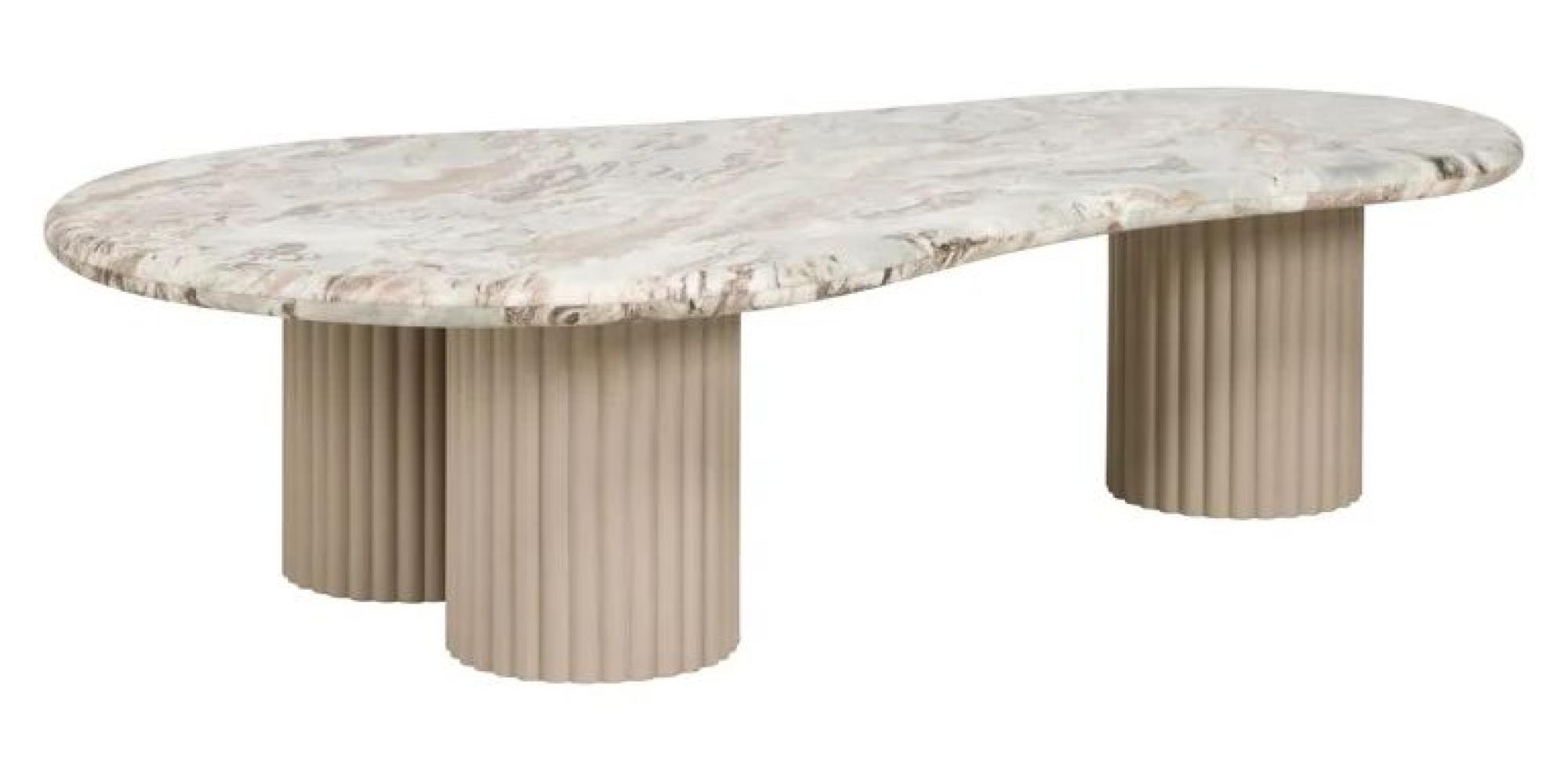 Product photograph of Coronel Beige Marble Top 150cm Coffee Table With Fluted Base from Choice Furniture Superstore.