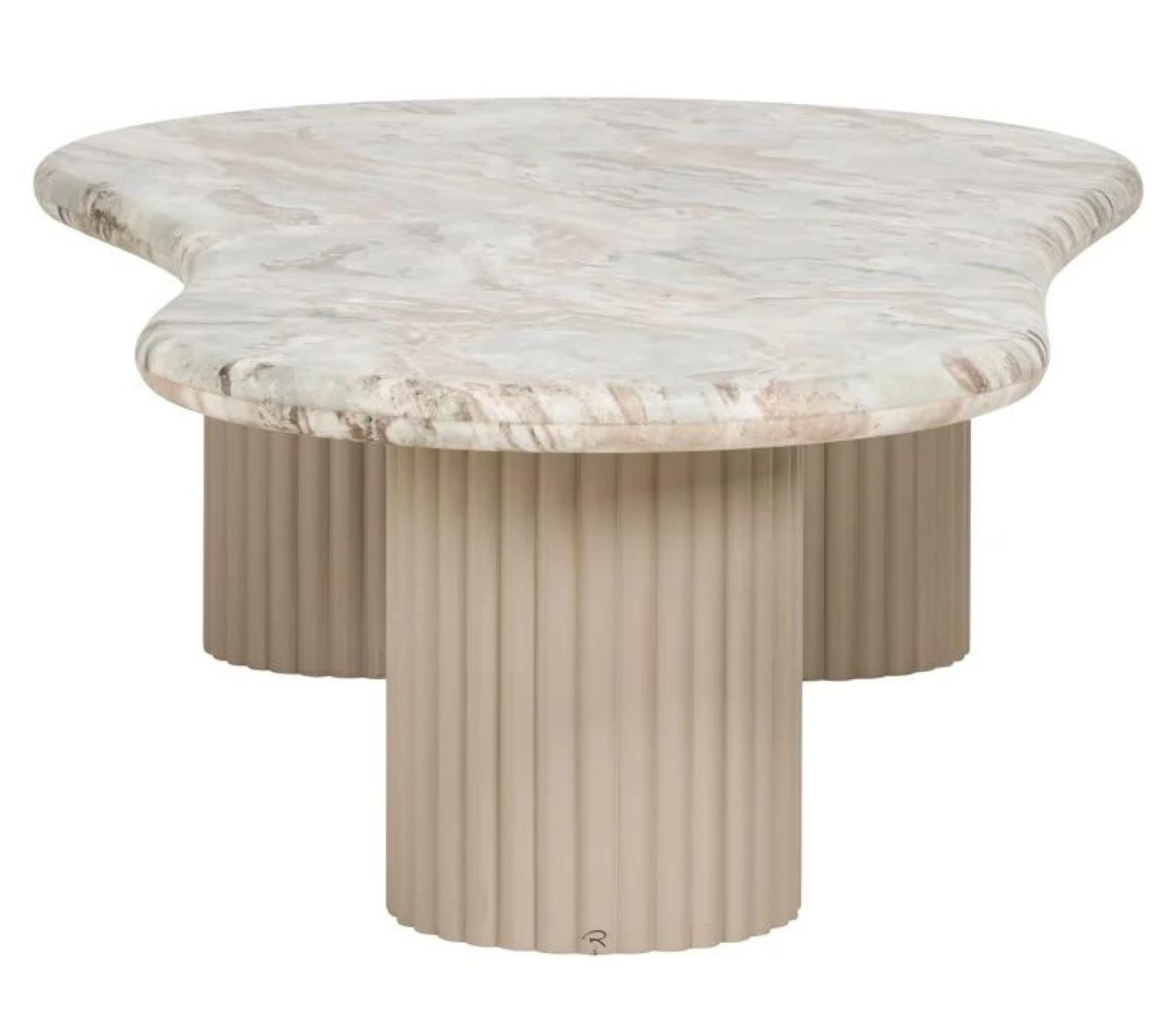 Product photograph of Coronel Beige Marble Top 150cm Coffee Table With Fluted Base from Choice Furniture Superstore.