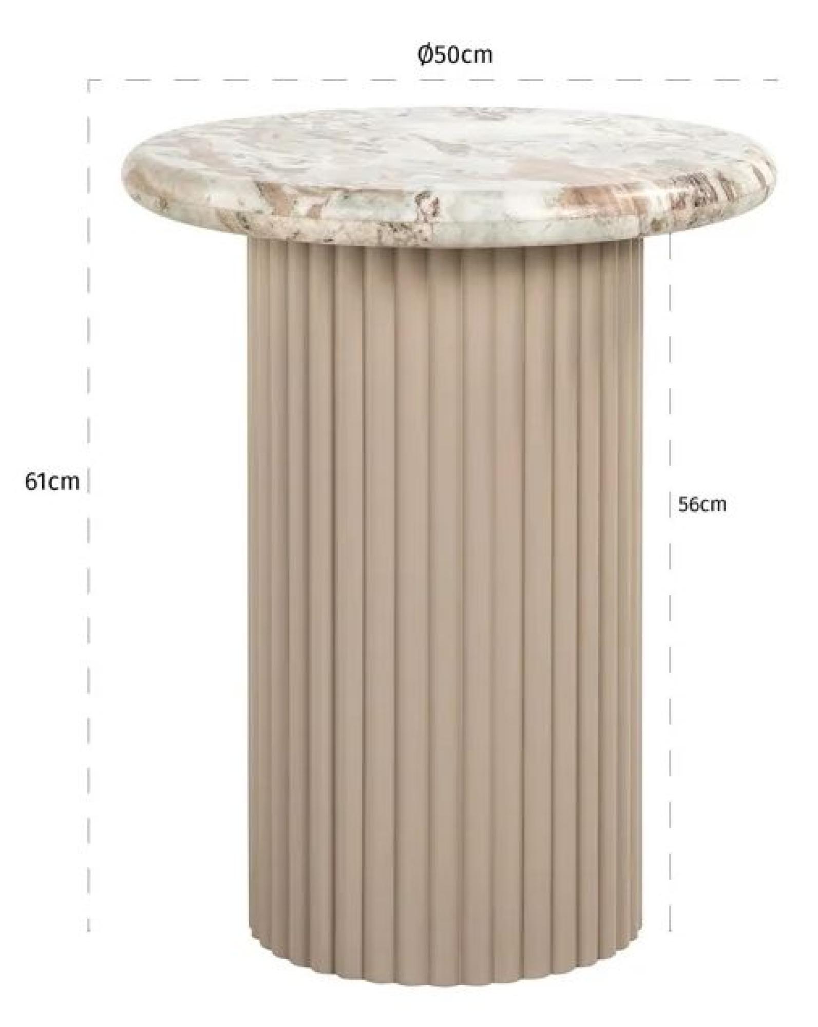 Product photograph of Coronel Beige Marble Round End Table With Fluted Base from Choice Furniture Superstore.