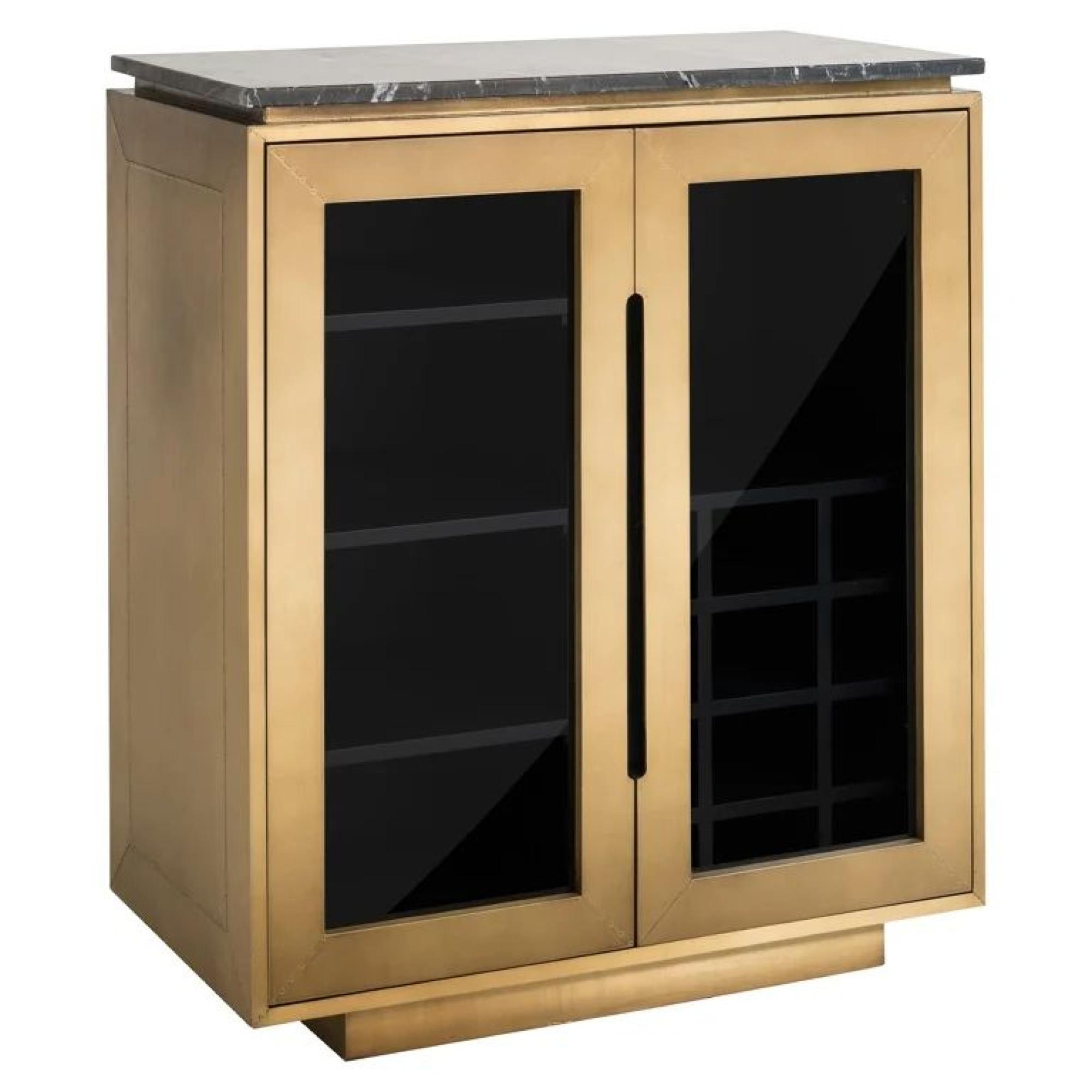 Product photograph of Finsbury Gold And Black Marble Top Small Sideboard - 2 Doors from Choice Furniture Superstore.