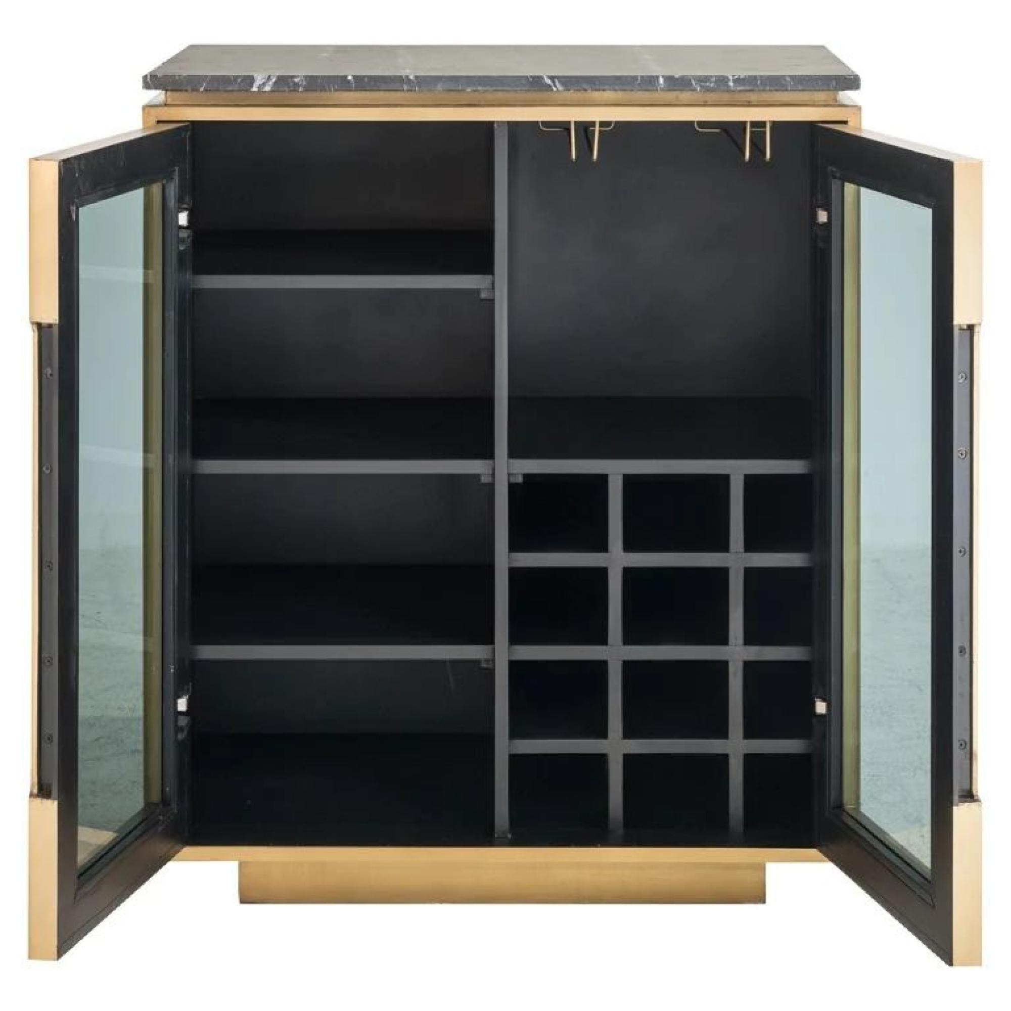 Product photograph of Finsbury Gold And Black Marble Top Small Sideboard - 2 Doors from Choice Furniture Superstore.