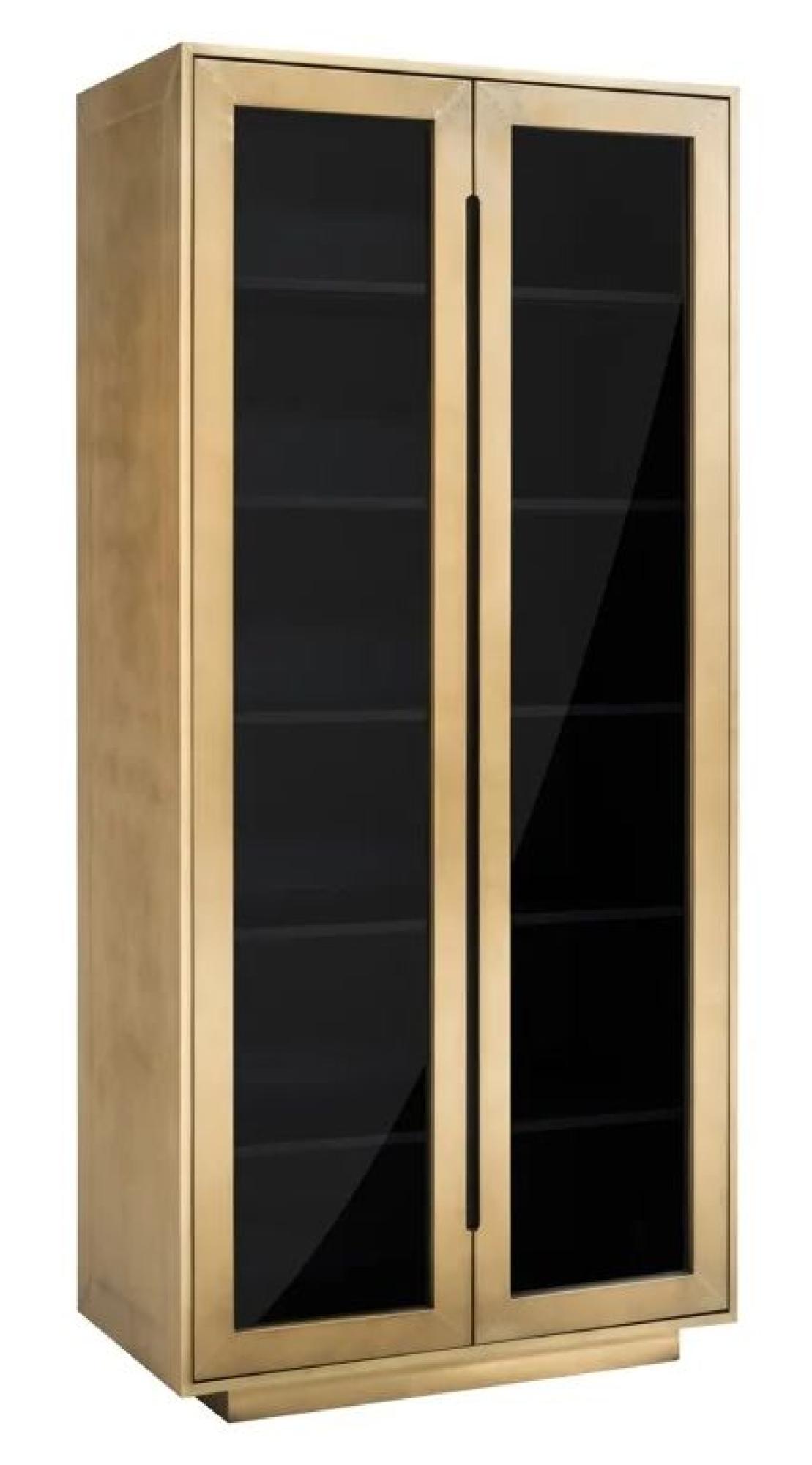 Product photograph of Finsbury Gold And Black 2 Door Hall Cabinet from Choice Furniture Superstore.