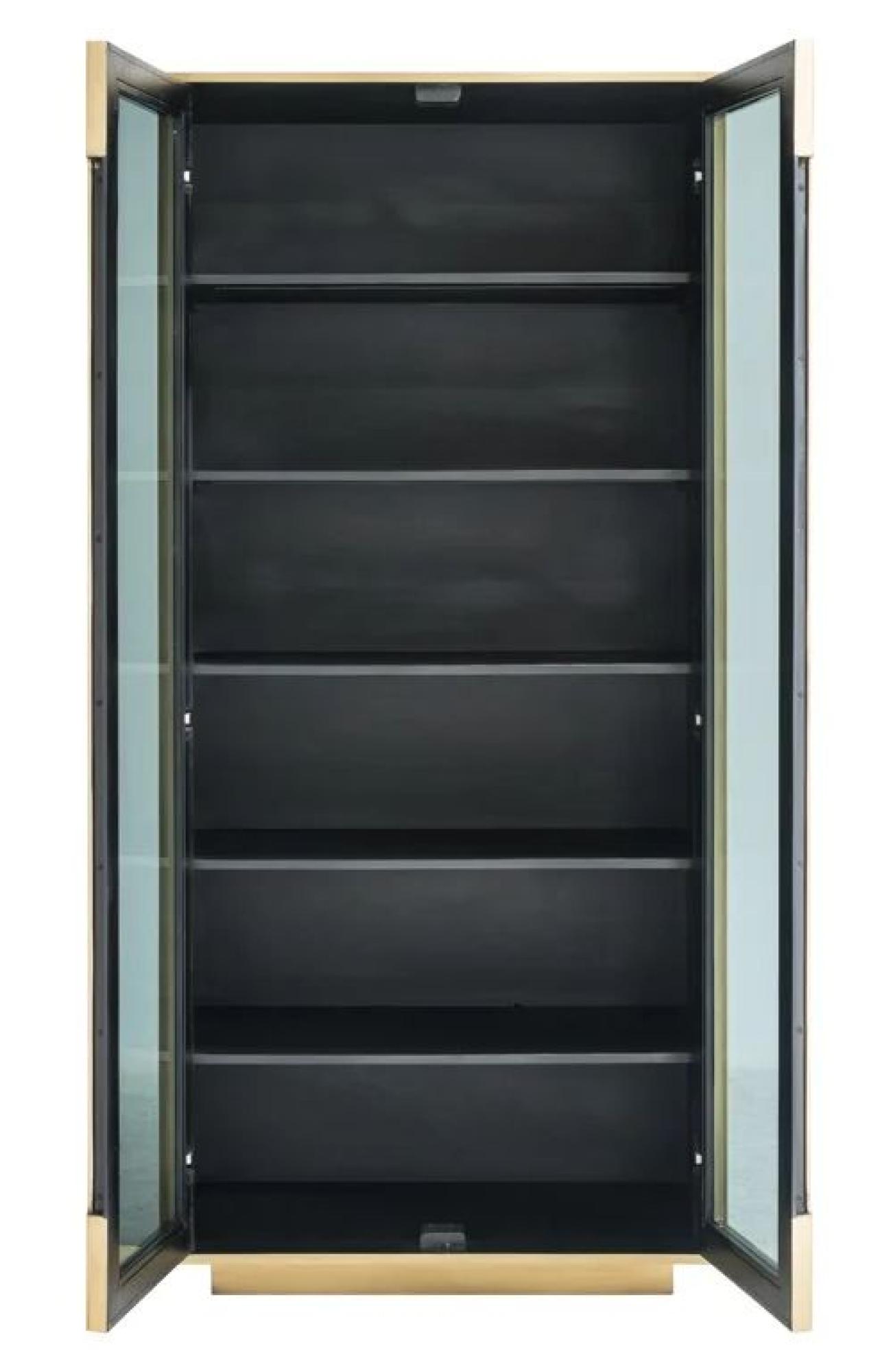 Product photograph of Finsbury Gold And Black 2 Door Hall Cabinet from Choice Furniture Superstore.