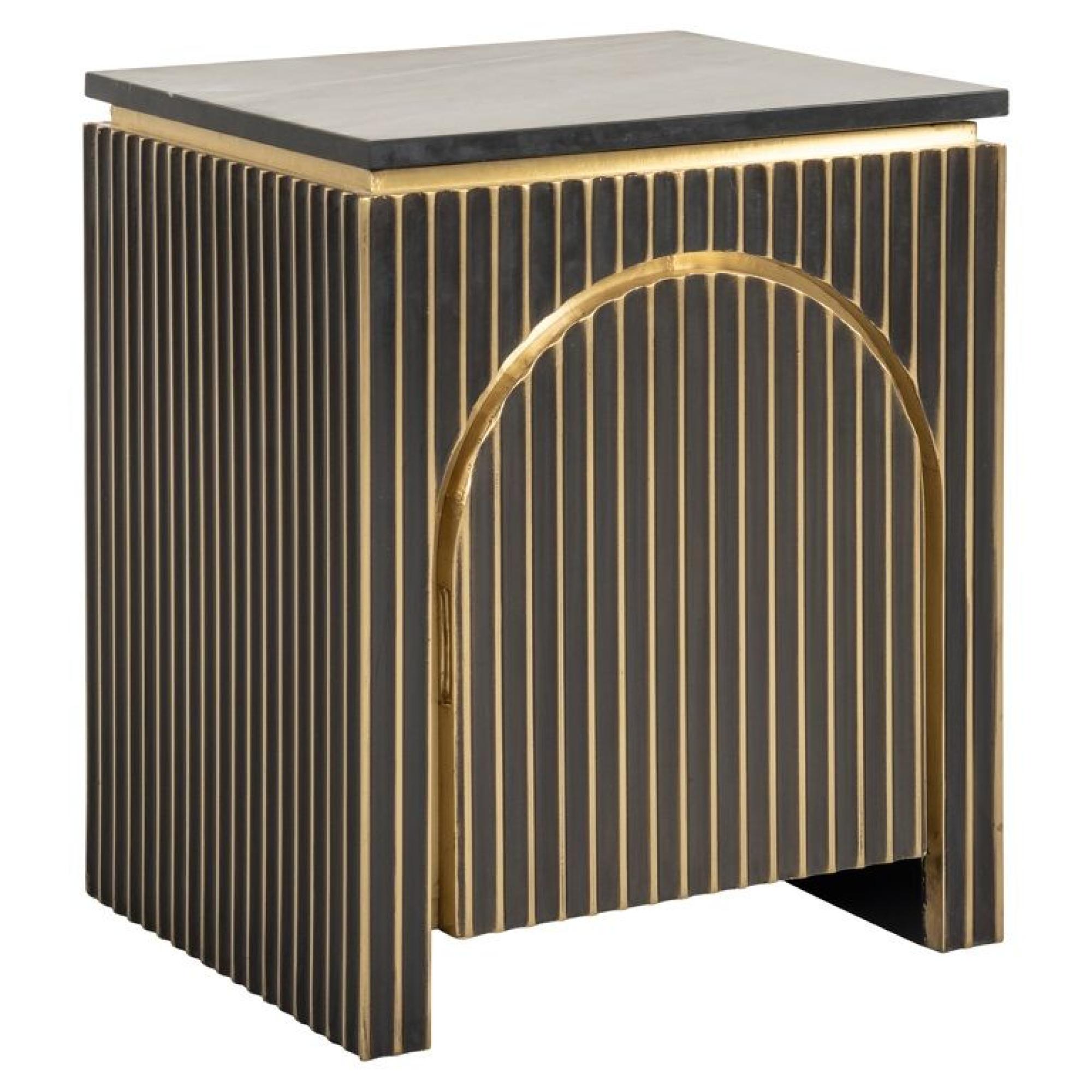 Product photograph of Les Arcs Brushed Gold Ribbed 1 Door Bedside Cabinet from Choice Furniture Superstore.