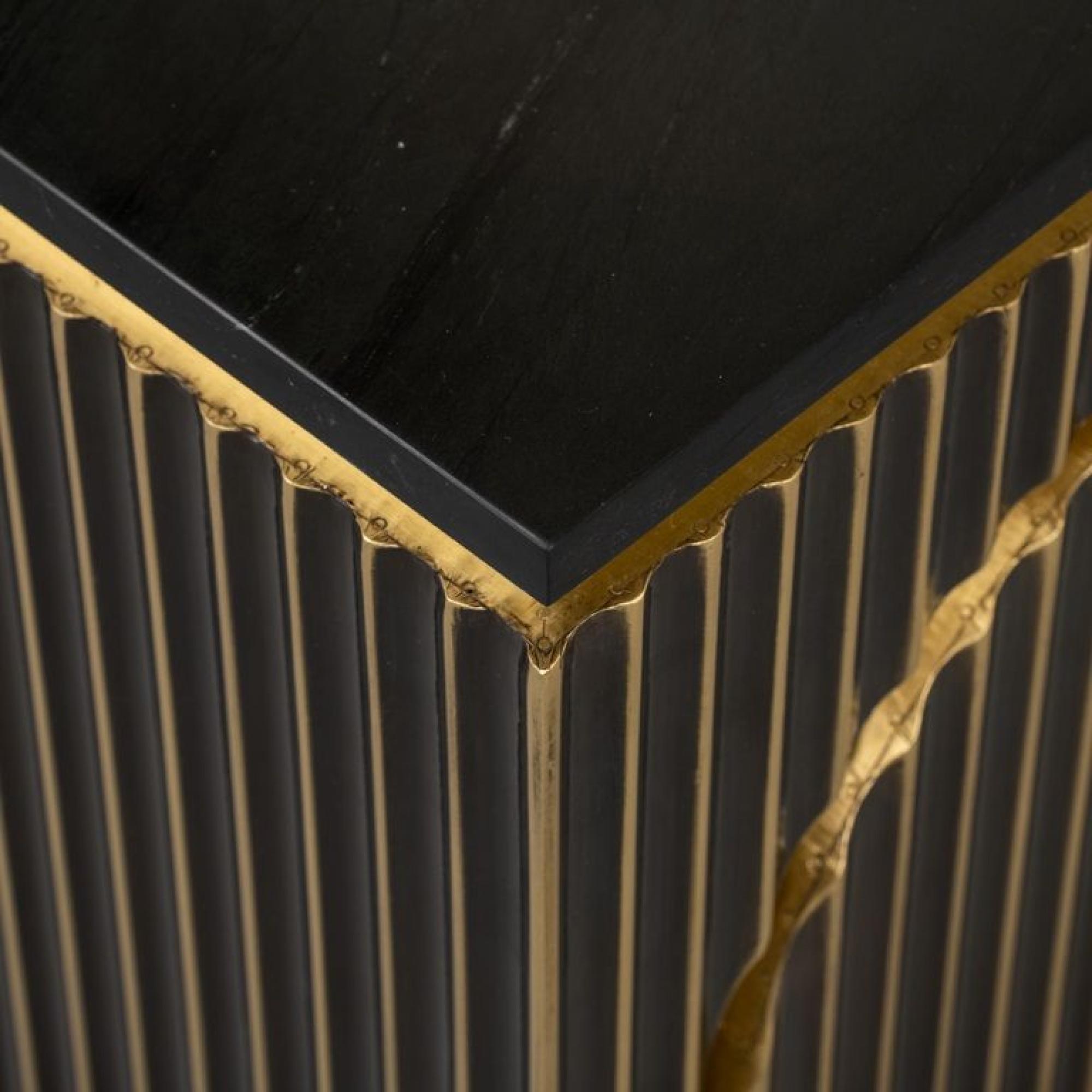 Product photograph of Les Arcs Brushed Gold Ribbed 1 Door Bedside Cabinet from Choice Furniture Superstore.
