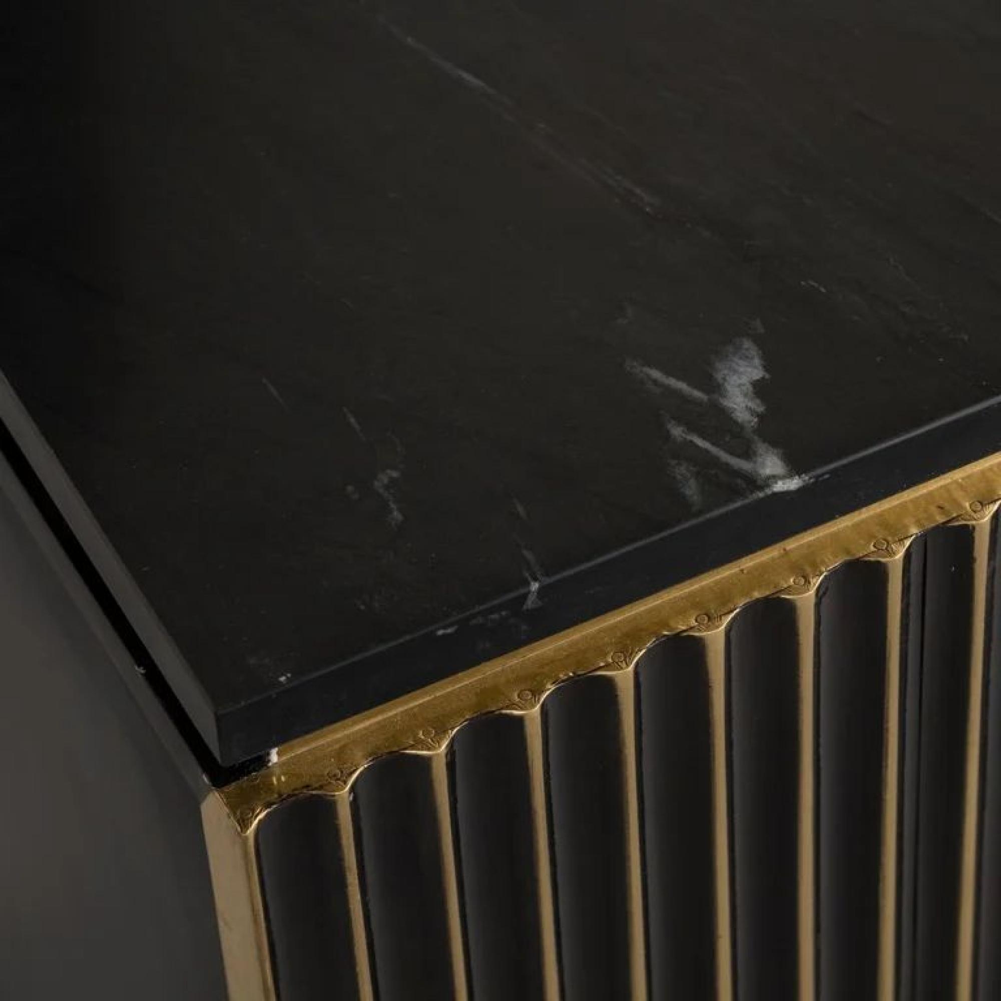 Product photograph of Les Arcs Brushed Gold Ribbed 1 Door Bedside Cabinet from Choice Furniture Superstore.