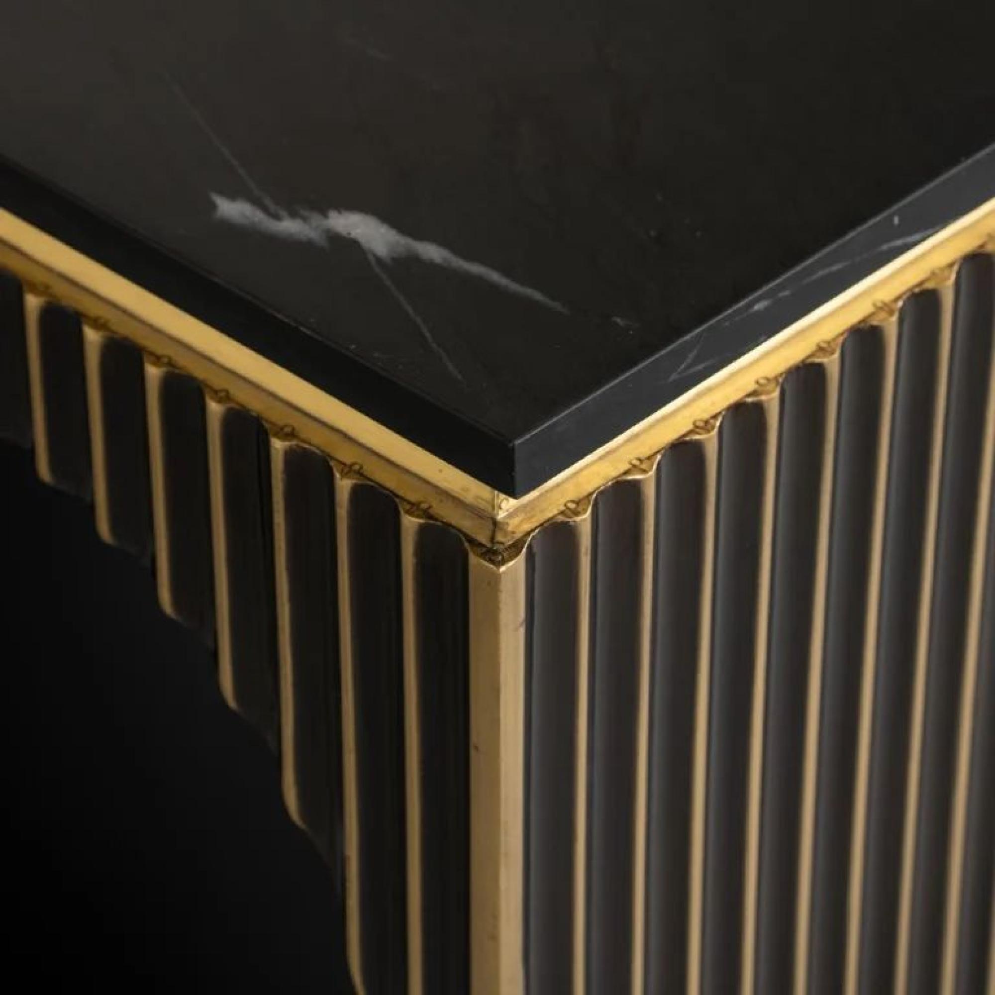 Product photograph of Les Arcs Brushed Gold And Marble 160cm Top Console Table from Choice Furniture Superstore.