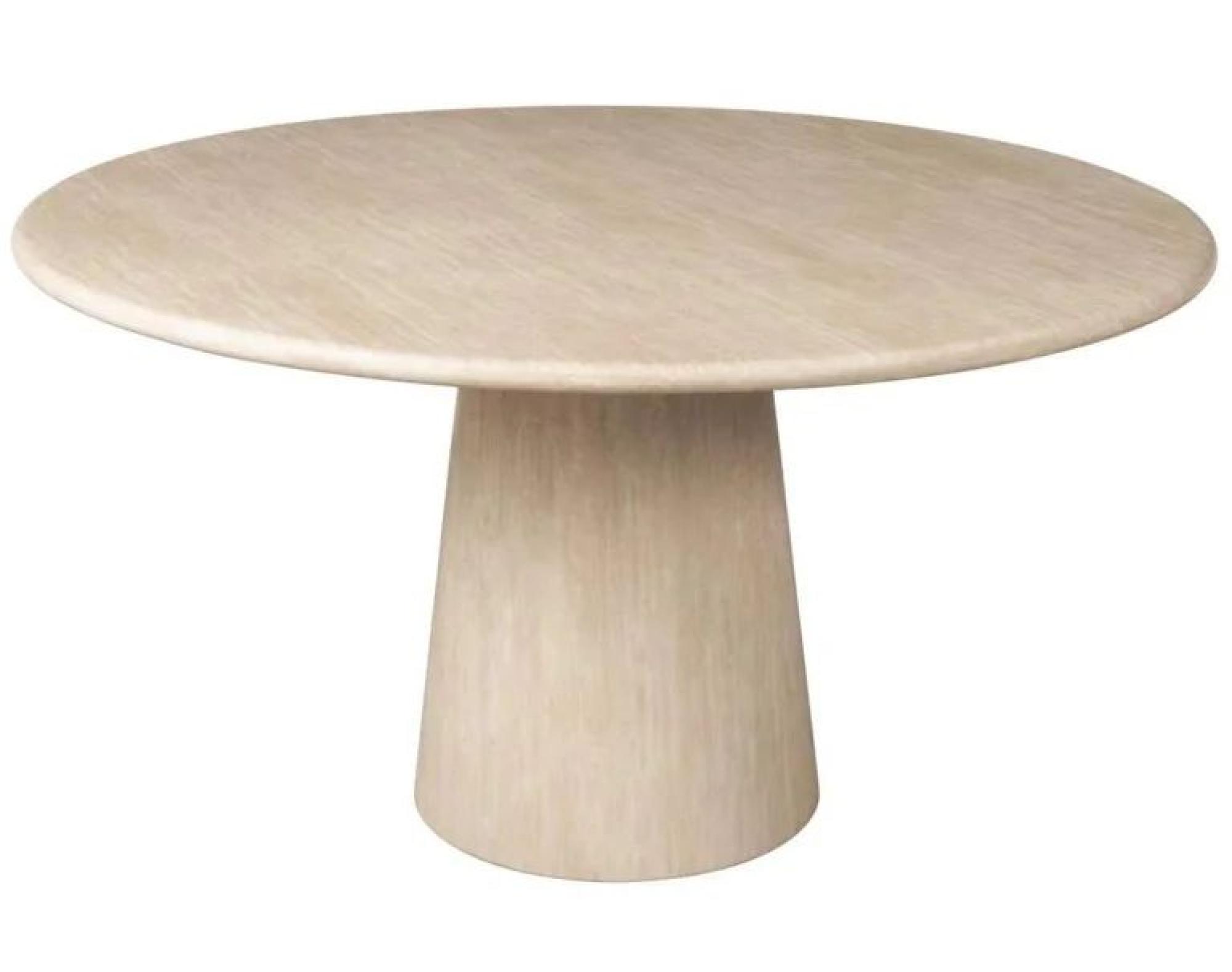 Product photograph of Fictus Travertine Beige 6 Seater Round Pedestal Dining Table from Choice Furniture Superstore.