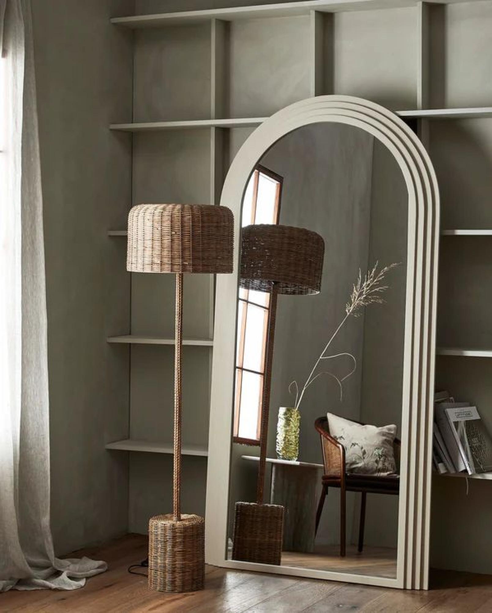 Product photograph of Nordal Natural Rattan Floor Lamp from Choice Furniture Superstore.