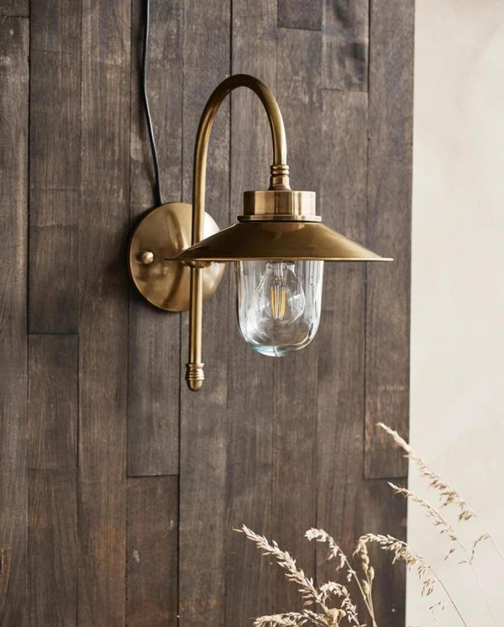 Product photograph of Nordal Lason Brass Outdoor Wall Lamp from Choice Furniture Superstore.